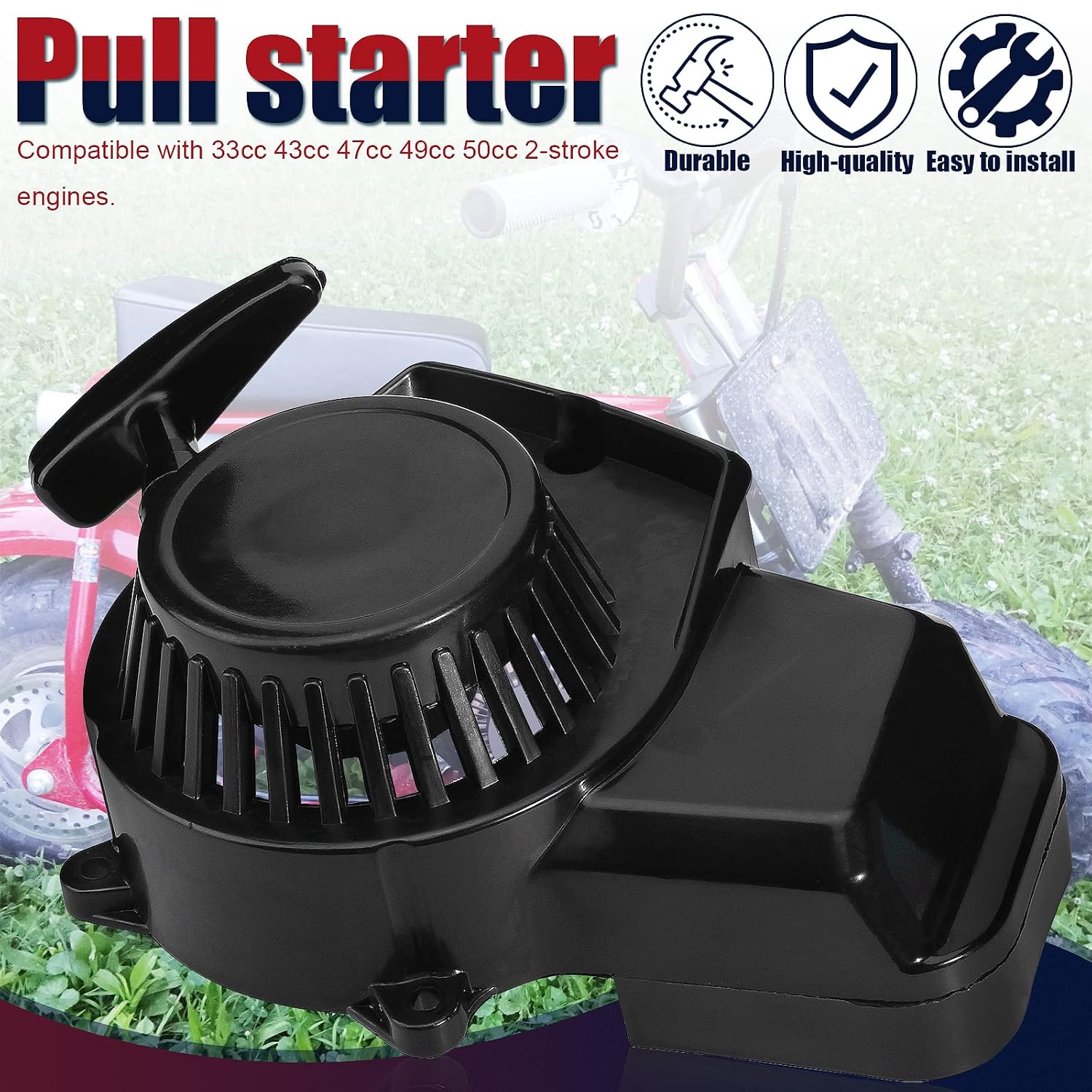 Pull Start Starter for 33cc 43cc 47cc 49cc 50cc 2-Stroke Engine Mini Quad ATV Scooter Go Kart Chopper Pocket Bicycle Rocket Pit Dirt Bike Coolster