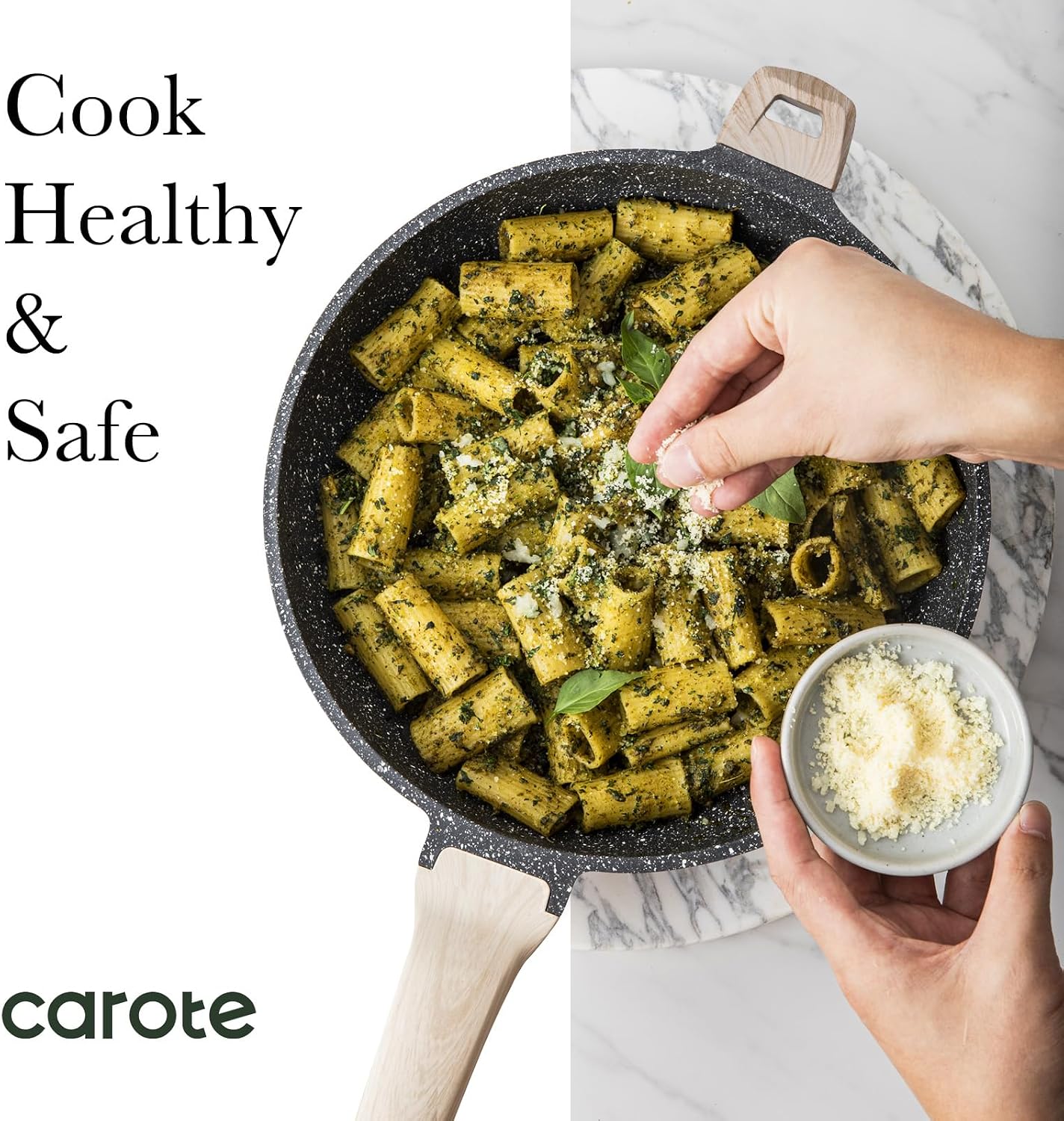 CAROTE Nonstick Frying Pan, 8 Inch Classic Granite Skillet | Kitchen Healthy Non Toxic Stone Cookware,All-Stovetop Compatible, Cool Handle, Easy to Clean, PFOA Free