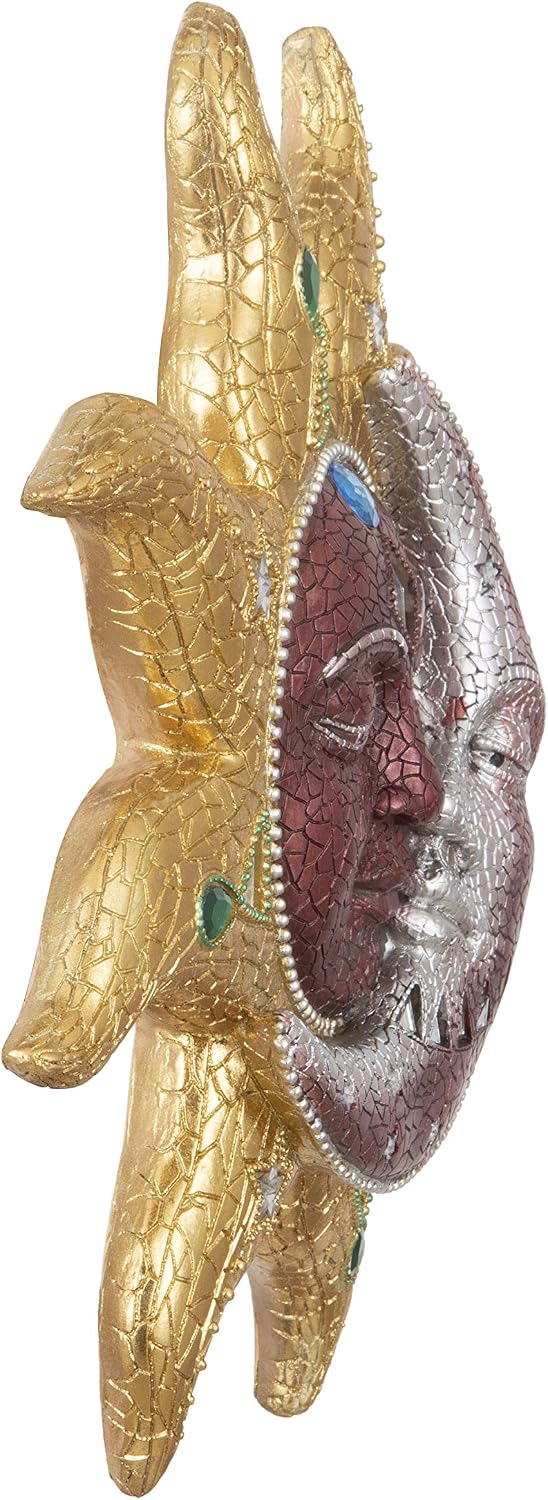 George S. Chen Imports Polyresin Orange Mosaic Face Sun with Yellow Mosaic Moon, 13", Multicolor (SS-G-63046)