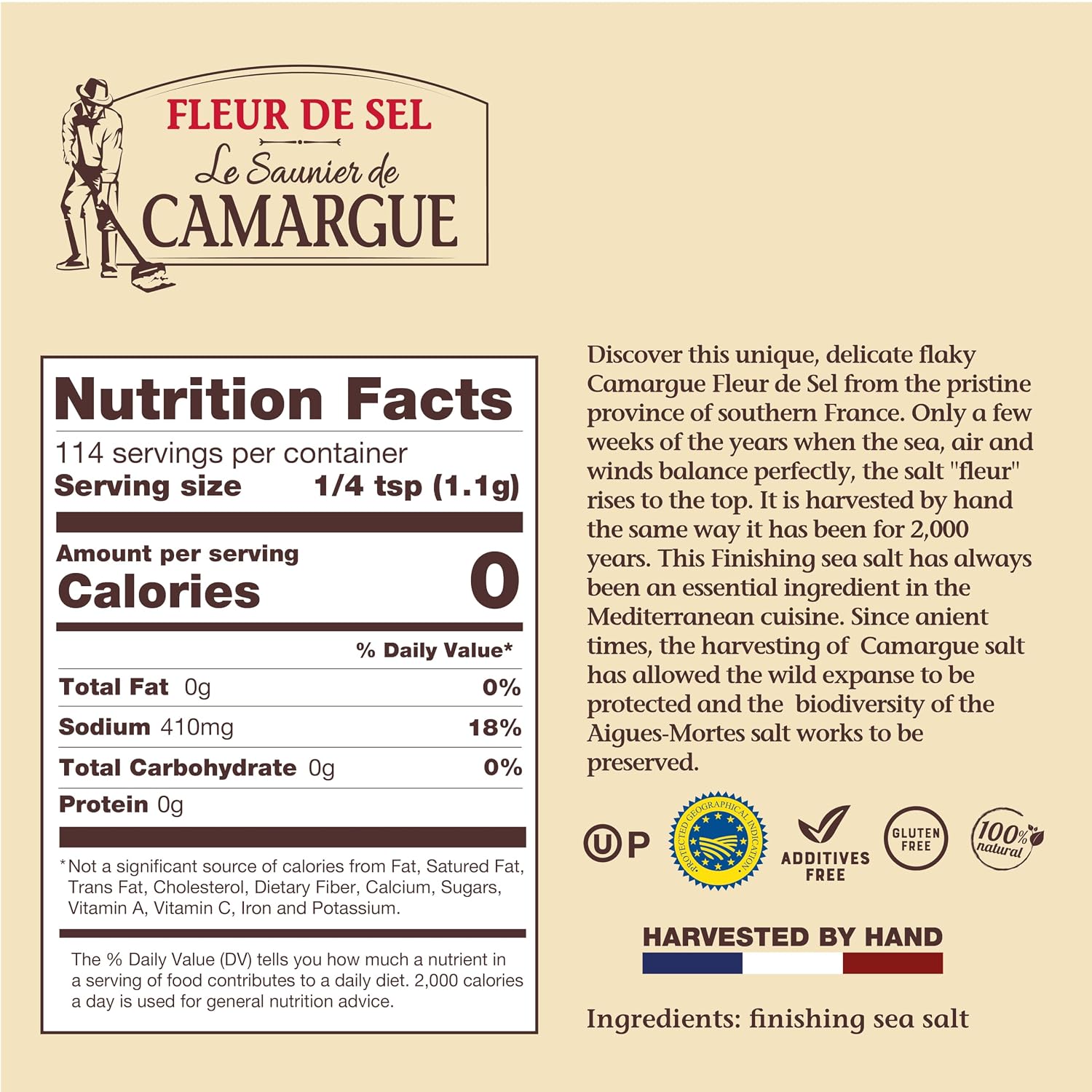 Le Saunier De Camargue | French Fleur Del Sel | Finishing Sea Salt, 4.4 oz (Pack of 4)