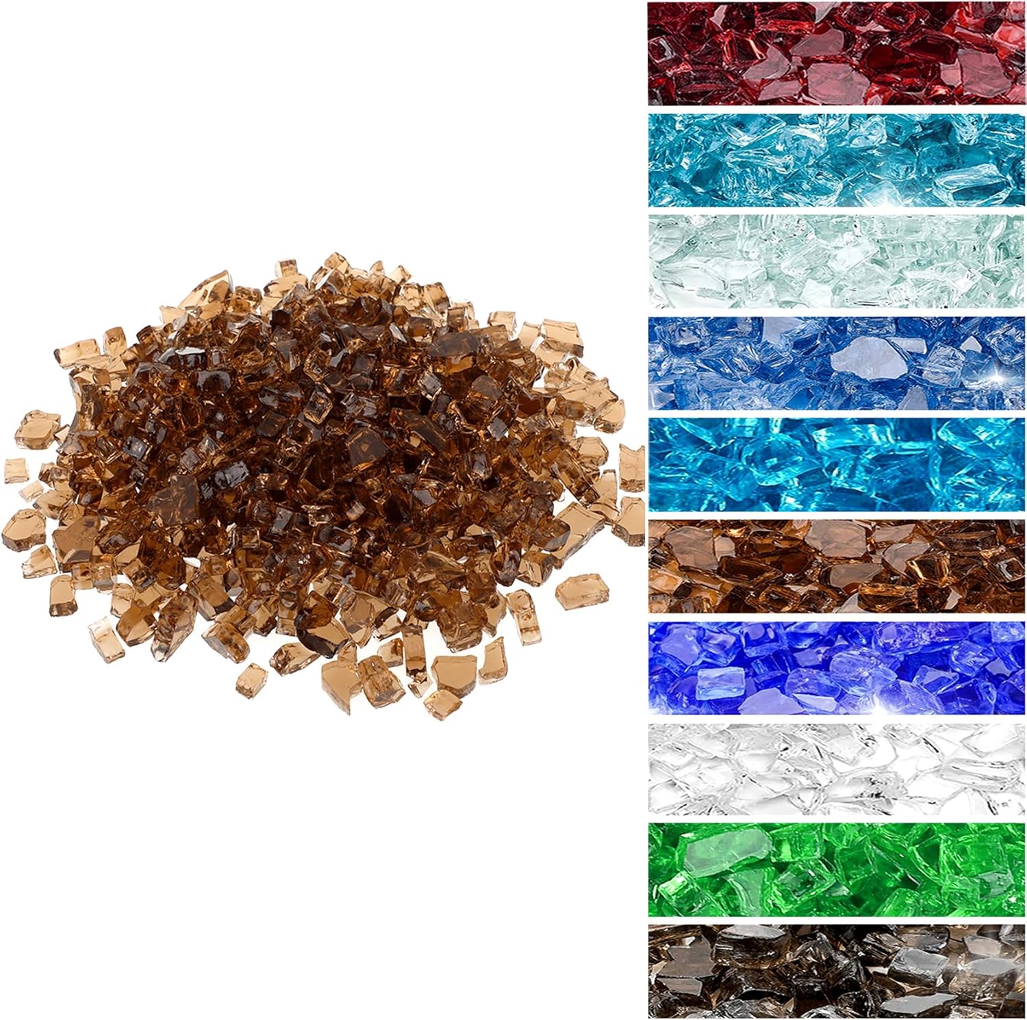 Onlyfire 10 lbs Fire Glass Rocks for Gas Propane Fire Pit and Fireplace