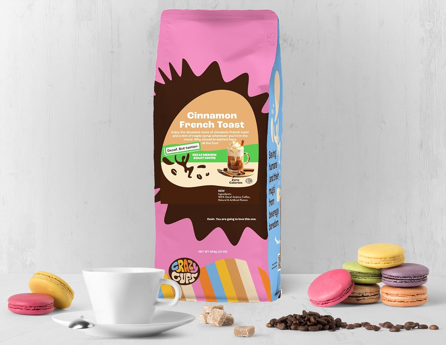 Crazy Cups Flavored Ground Coffee, Cinnamon French Toast, in 10 oz Bag, For Brewing Flavored Hot or Iced Coffee