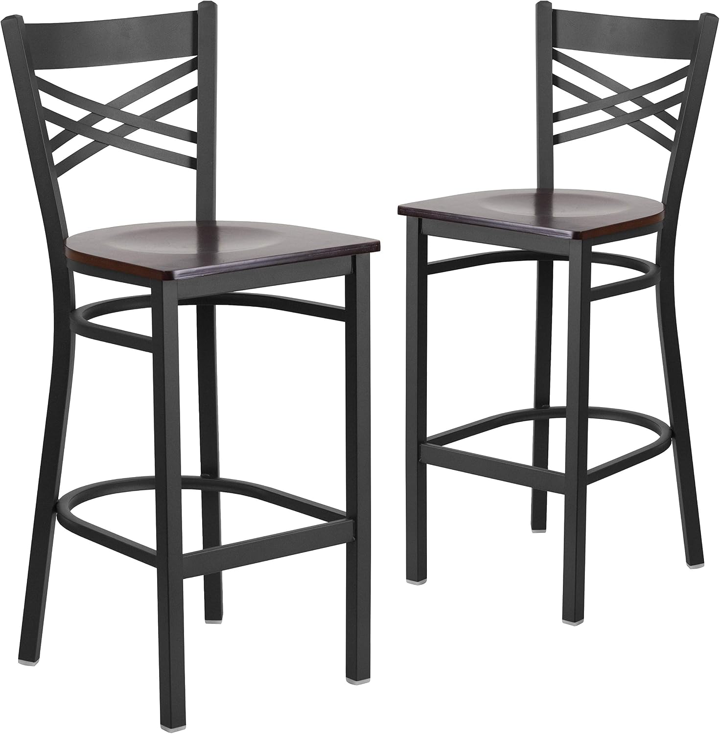 Flash Furniture Hercules Metal Restaurant Barstool, Black | X Back Style, Vinyl Upholstery, Durable Construction, Commercial Use