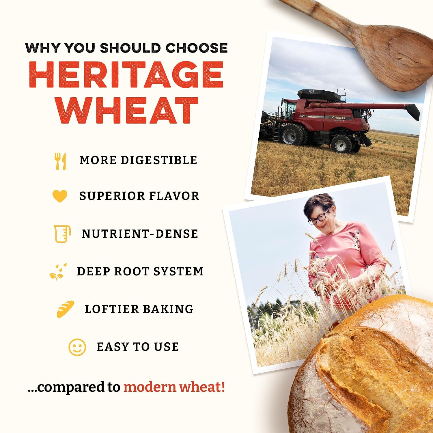 Sunrise Flour Mill Heritage Organic Bread Flour Blend - 5 lbs | Organic Unbleached Bread Flour Easy to Digest with Less Bloating | High Protein