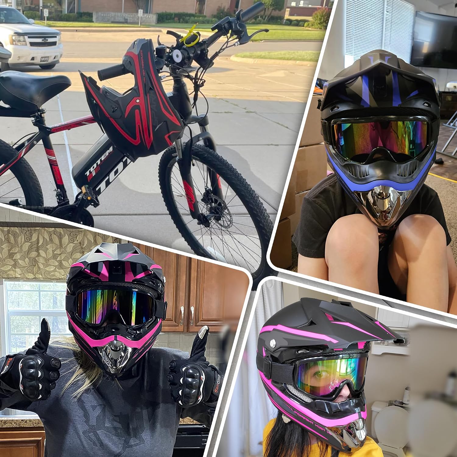 Youth Adult Dirt Bike ATV Helmet Motocross Anti-Collision Full Face Motorcycle DOT Approved BMX Downhill Off-Road Mountain Bike Helmet with SUV