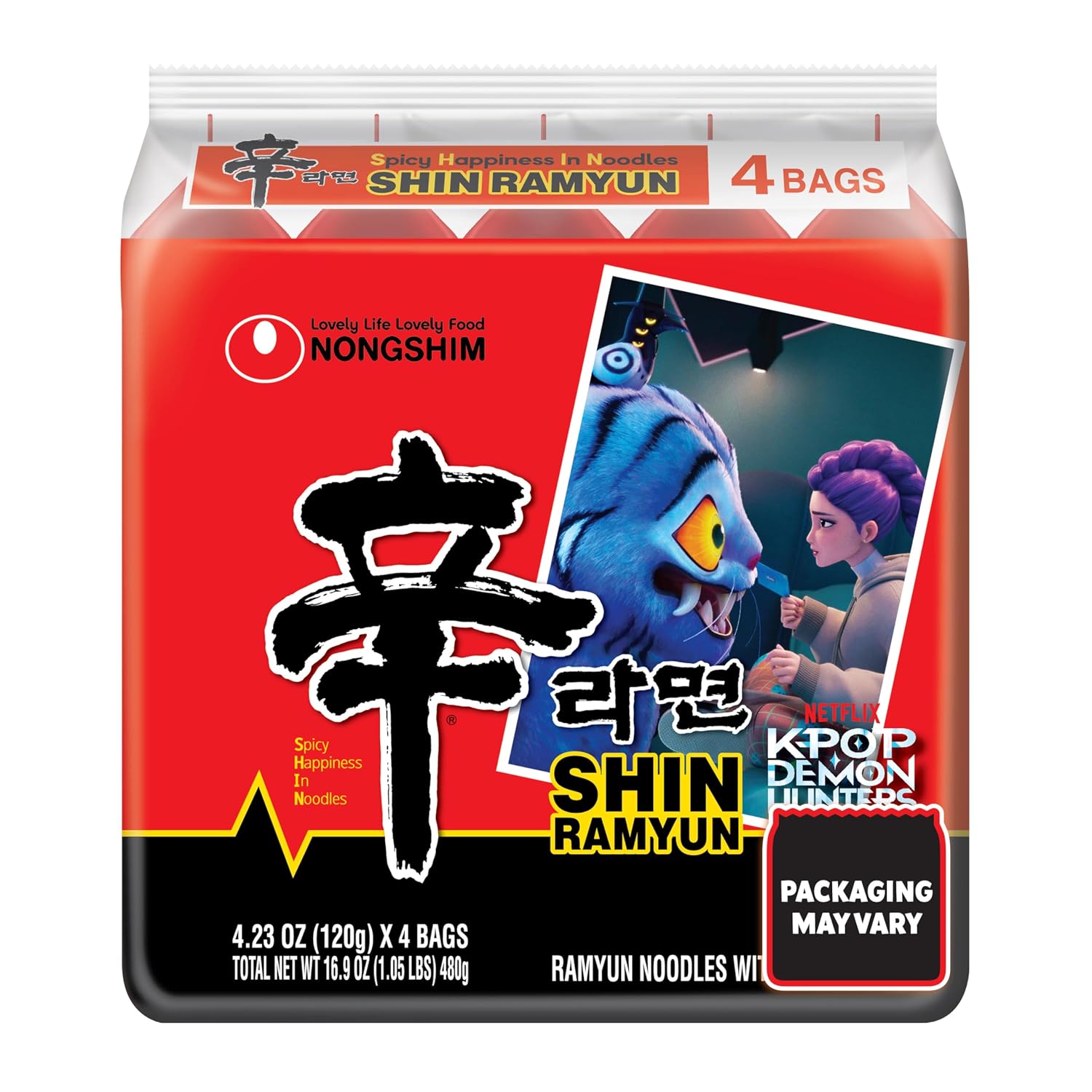 Nongshim Shin Ramyun Noodles, Spicy Korean Signature Instant Ramyun, Rich Beef Flavored Broth, Microwaveable, Korean Instant Noodles, 4.23 oz (Pack of 20), Packaging May Vary.