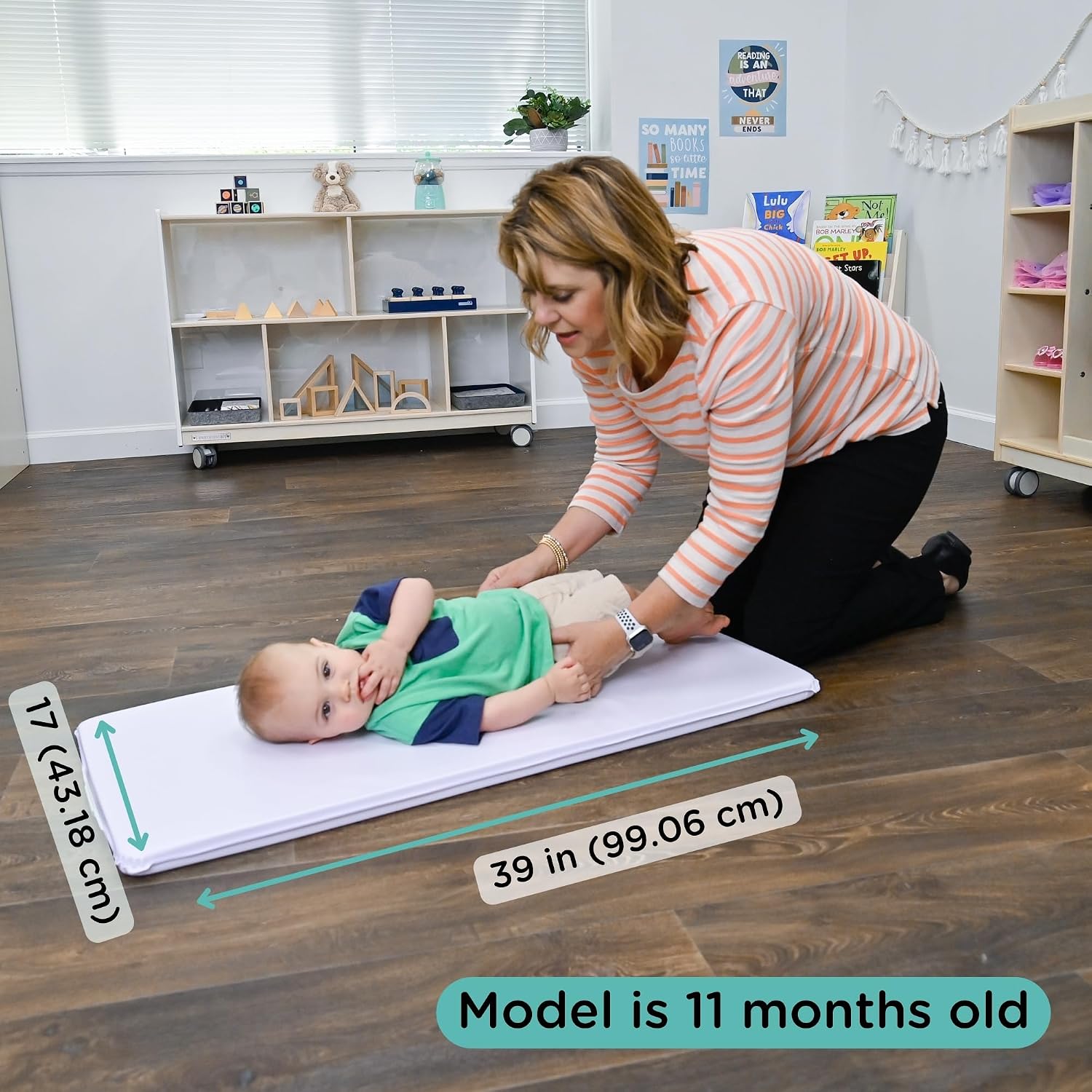 Children's Factory Vinyl Changing Pad with Waterproof Seams, 39" x 17" Pad | Wipeable Baby Changing Pad, Easy to Clean Portable Changing Pad