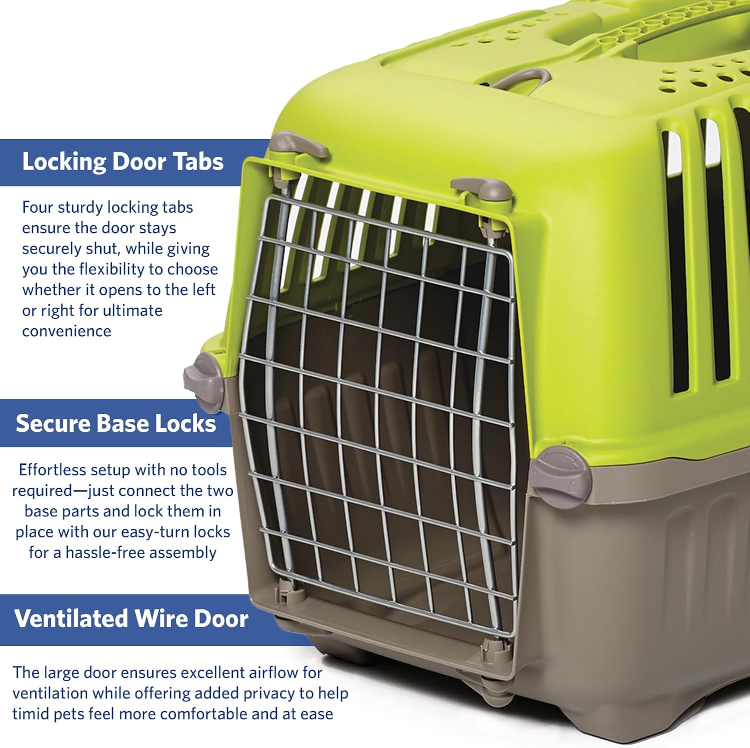 Spree by MidWest 19-Inch Travel Carrier, Blue, Fits Pets up to 10 lbs | Hard-Sided Pet Carrier, Steel Door, Ventilated Design, Locking Tabs, Easy Assembly