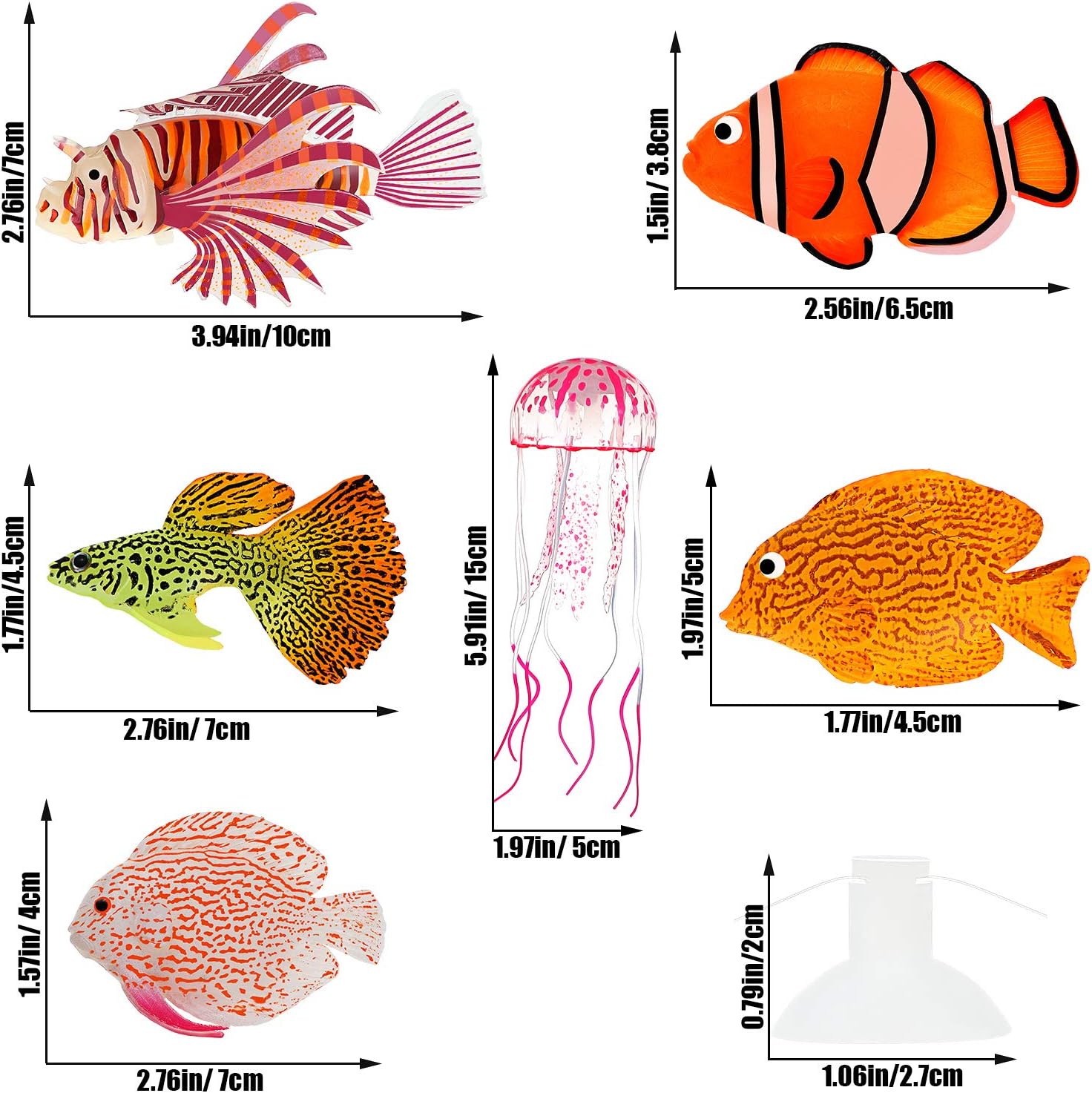 Weewooday 7 Pcs Artificial Fish Glowing Effect,Modern Color