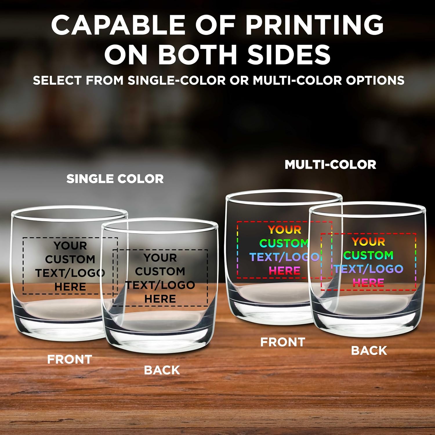 DISCOUNT PROMOS Custom Whiskey Glasses 10 oz Set of 10/50/100, Personalized Bulk Pack - Heavy Base Old Fashioned Glass, Perfect for Scotch, Bourbon