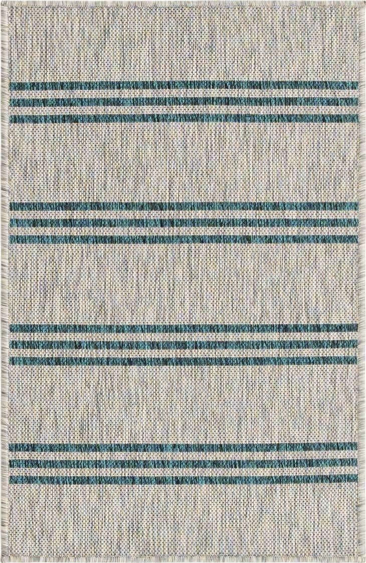 Unique Loom Outdoor Collection Area Rug - Anguilla (9' x 12' Rectangle, Blue/ Ivory)