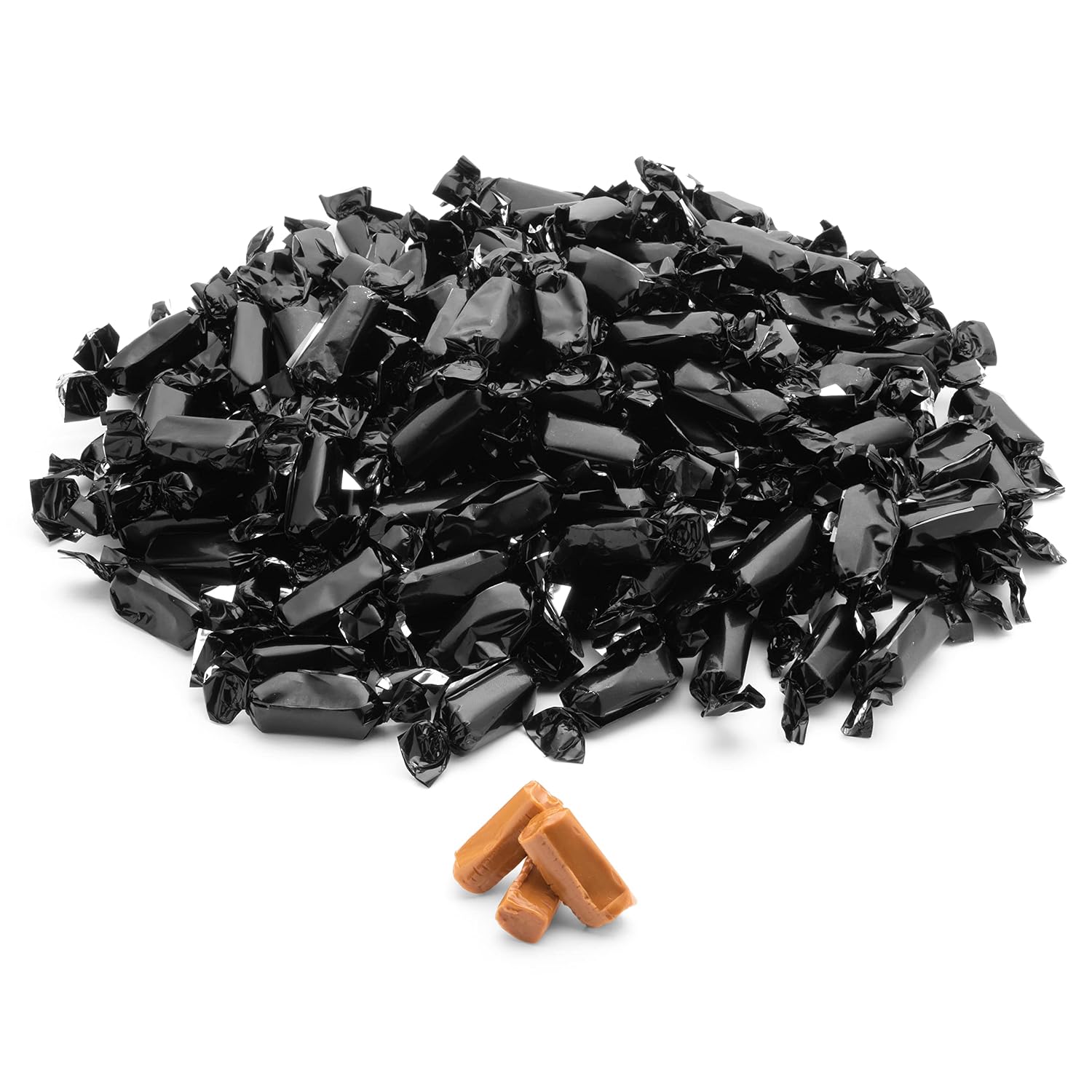 Candy Envy - Individually Wrapped Caramels - Black Wrapper - 2 Pound Bulk Black Candy
