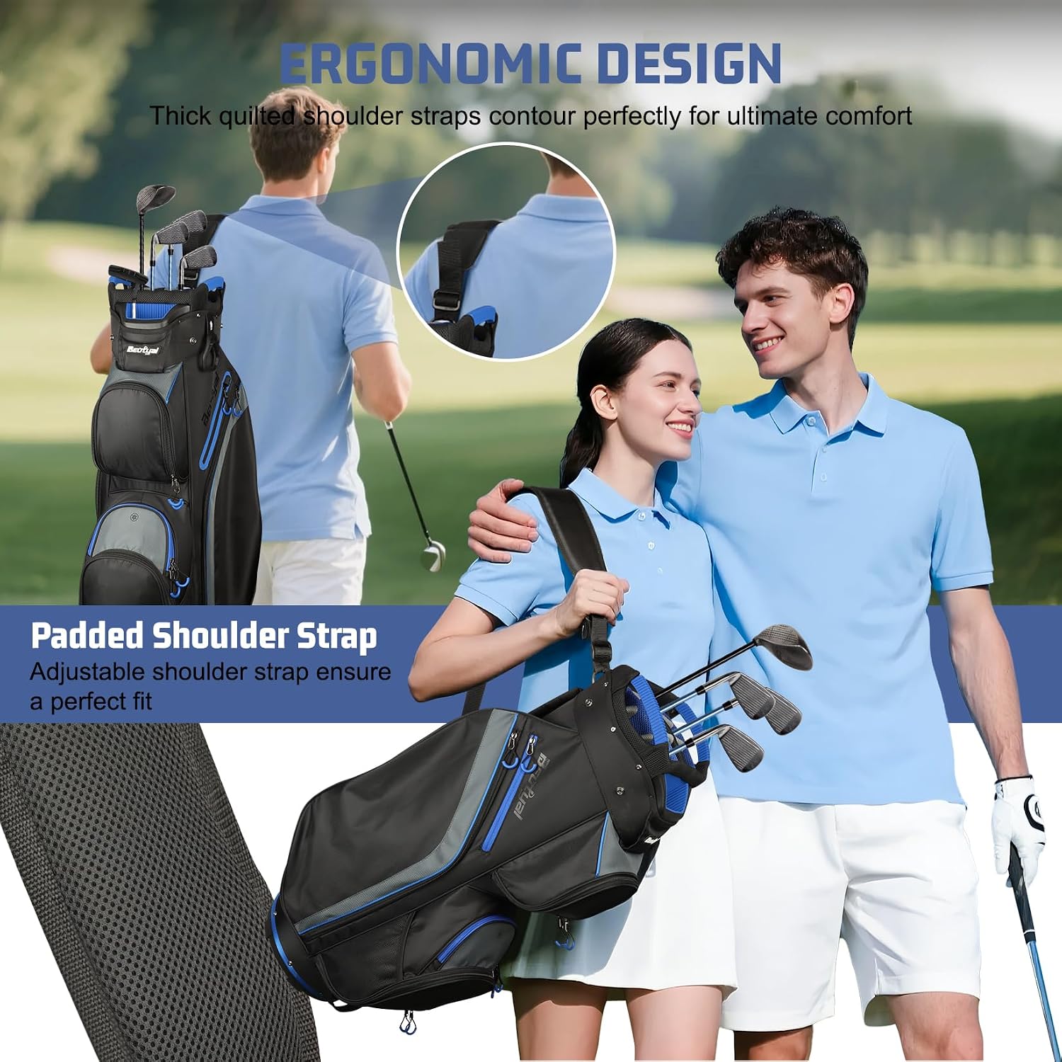 15-Way Golf Cart Bag, Lightweight Golf Club Bag for Men with Cooler | 15 Separate Compartments Easy Club Access Multiple Storage Pockets Cart Strap Channel Beverage Storage and Carry Handles