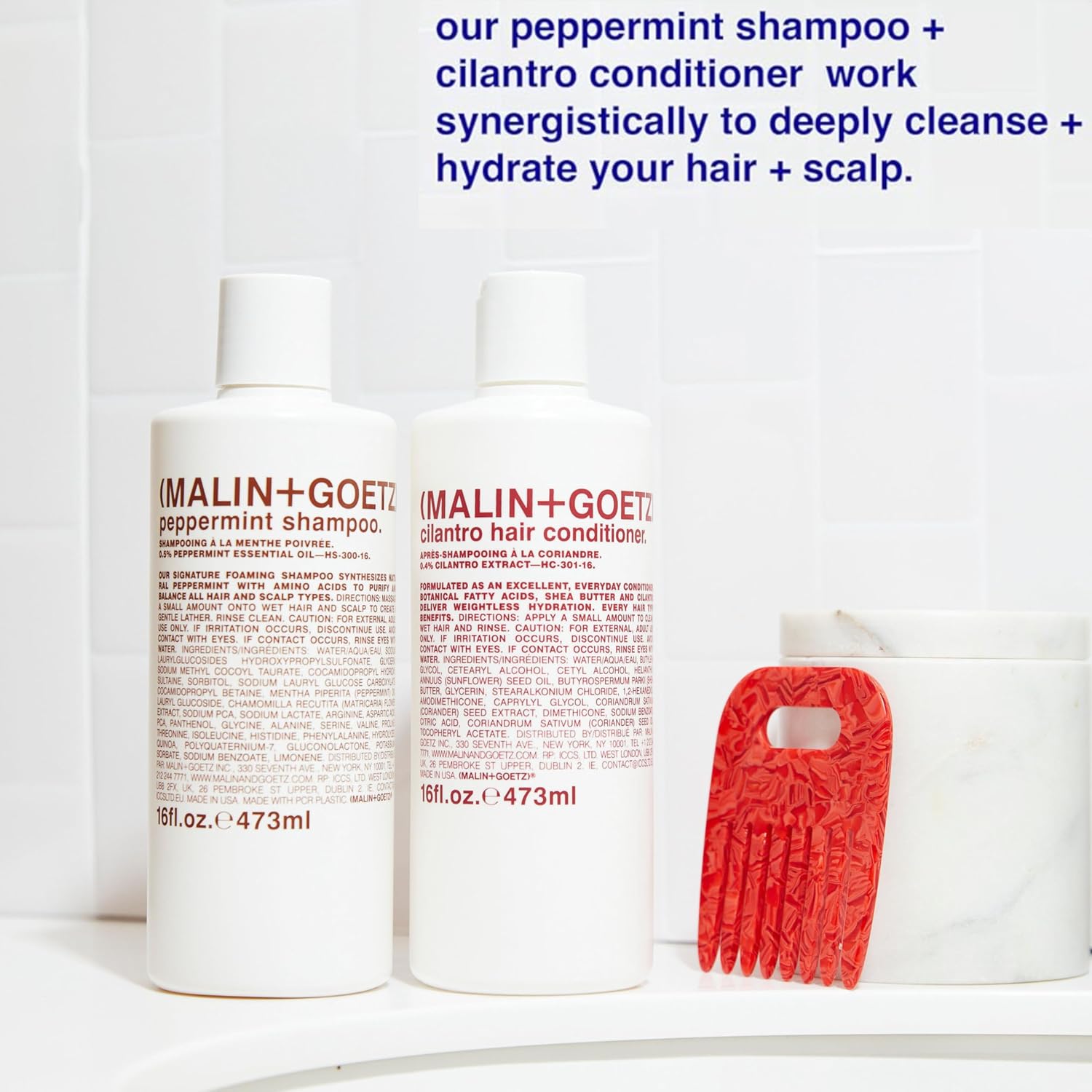 MALIN+GOETZ Clarifying Shampoo | Cool Peppermint Formula | Daily Cleanser with Amino Acids | For All Hair Types | Vegan, Sulfate-Free & Unisex