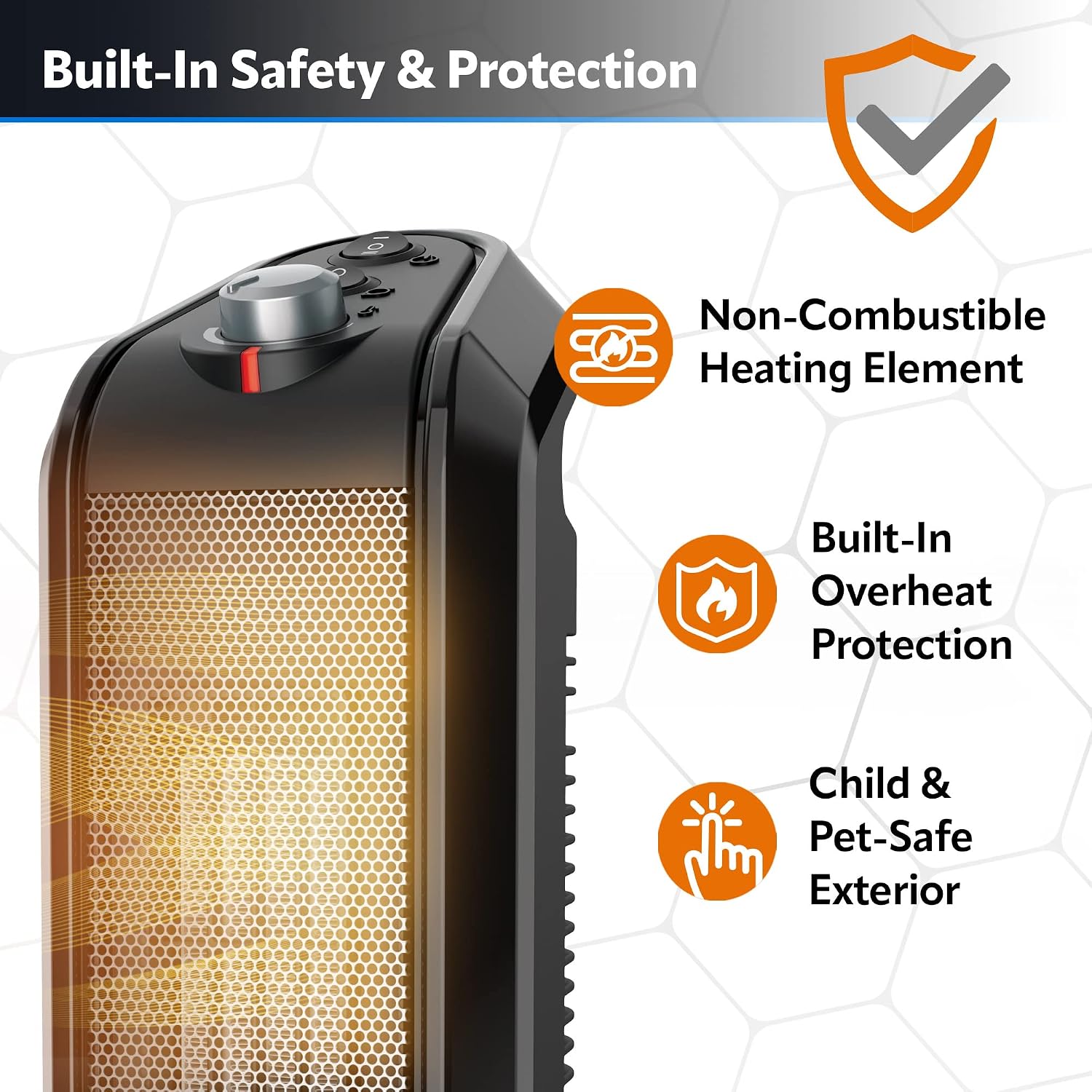 Lasko Oscillating Ceramic Tower Space Heater for Home with Overheat Protection, Adjustable Thermostat, and 2 Speeds, 15.7 Inches, Black, 1500W