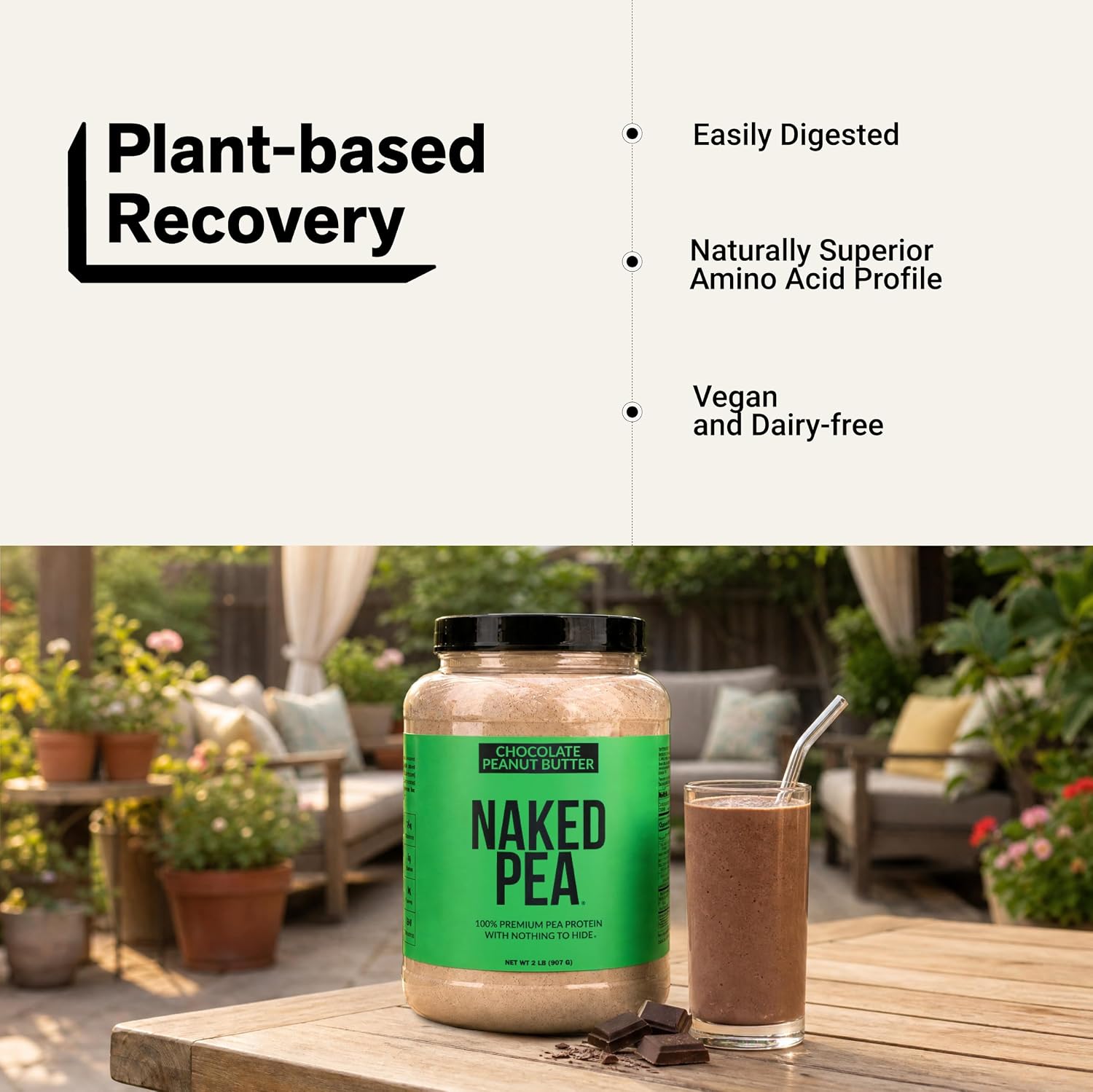 NAKED Pea - 5LB 100% Pea Protein Powder from North American Farms - Unflavored Vegan Pea Protein Isolate - NSF Certified, Plant Protein Powder, Easy to Digest - 76 Servings