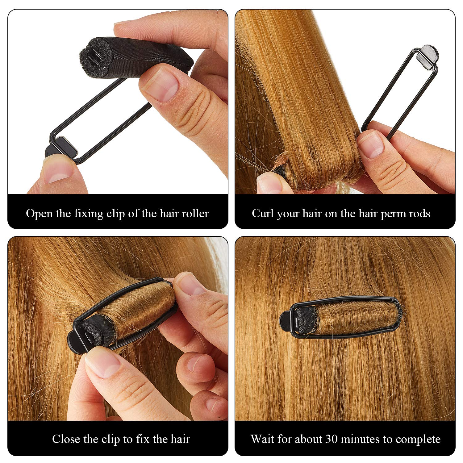 WILLBOND 40 pcs Sponge Hair Rollers, 0.6 Inch, Black