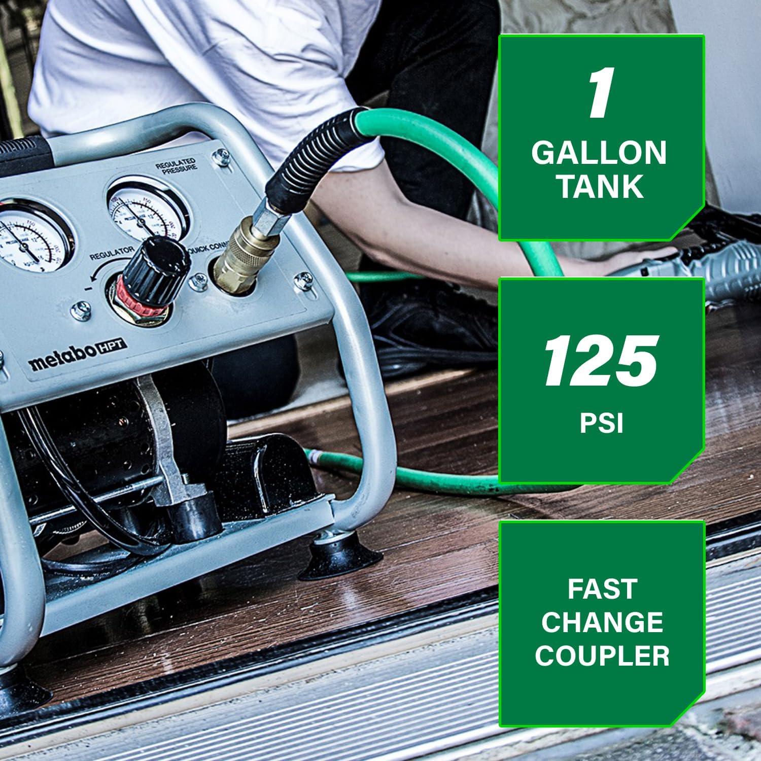 Metabo HPT Quiet Air Compressor, Portable 1 Gallon Oil-Free Air Compressor, Ultra-Quiet Operation at 59 dB