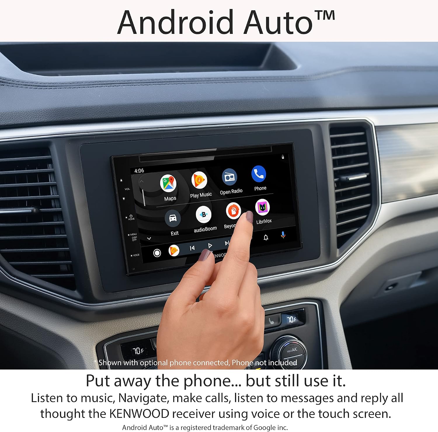 KENWOOD DDX5707S Double Din DVD Car Stereo with Apple Carplay and Android Auto, 6.8 Inch Touchscreen, Bluetooth, Backup Camera Input, Subwoofer Out