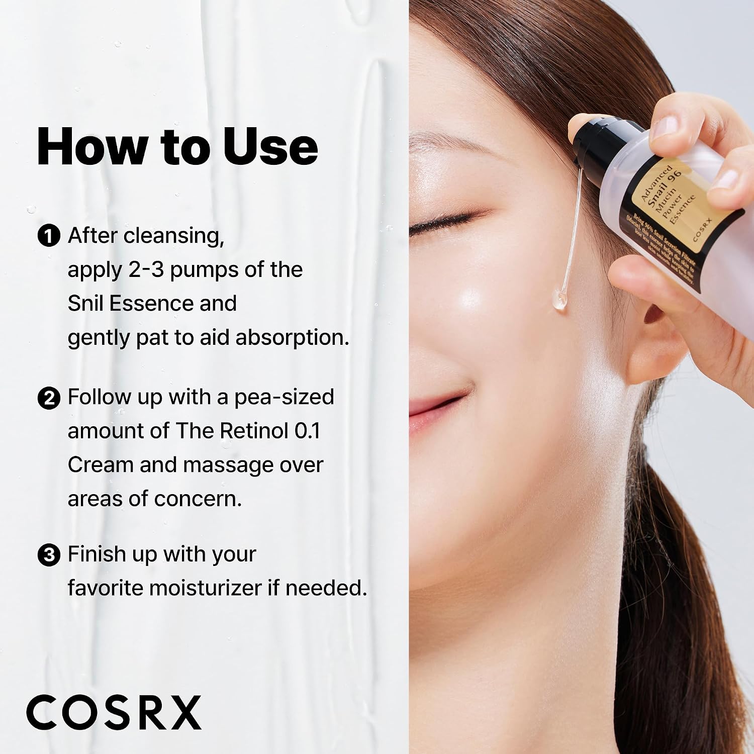 COSRX Snail Mucin 96% Repairing Serum for Sooothing & Hydrating 3.38 oz. | Snail Secretion Filtrate for Dull Skin & Fine Lines, Korean Skin Care