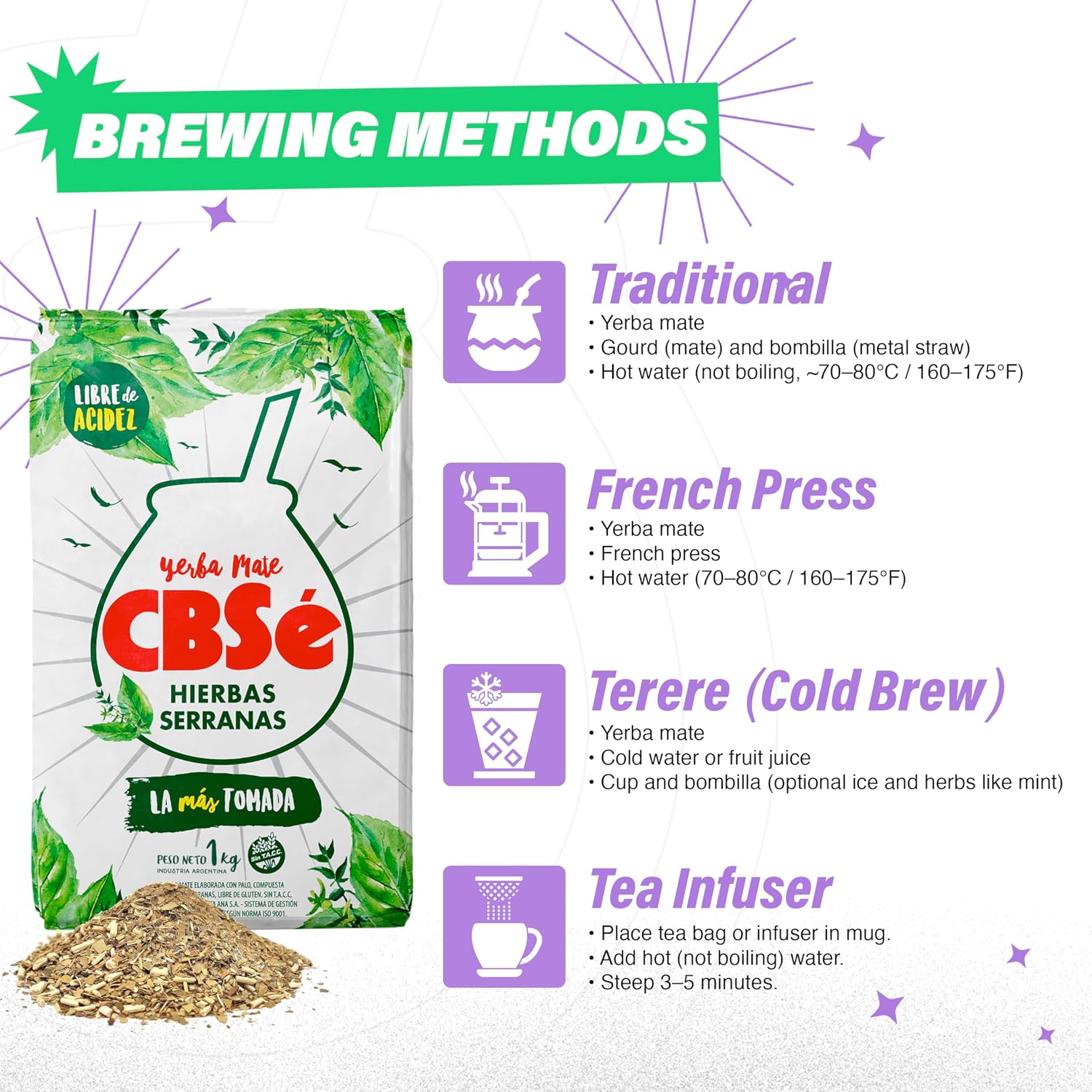 CBSe Hierbas Serranas Yerba Mate Herbal Tea – Loose Leaf, Mountain Herb Blend with Pennyroyal, Peppermint & Mint