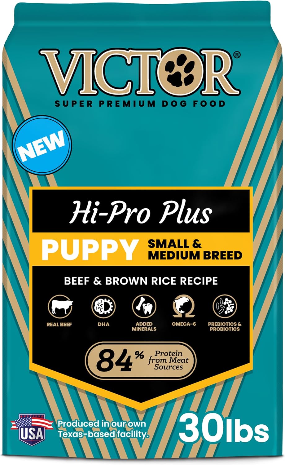 VICTOR Hi-Pro Plus Dry Dog Food - High Protein Gluten Free Dry Kibble, 5lb | Super Premium Dog Food, 30% Protein, Beef, Chicken, Pork and Fish Meals, For High Energy & Active Dogs & Puppies, 5lbs