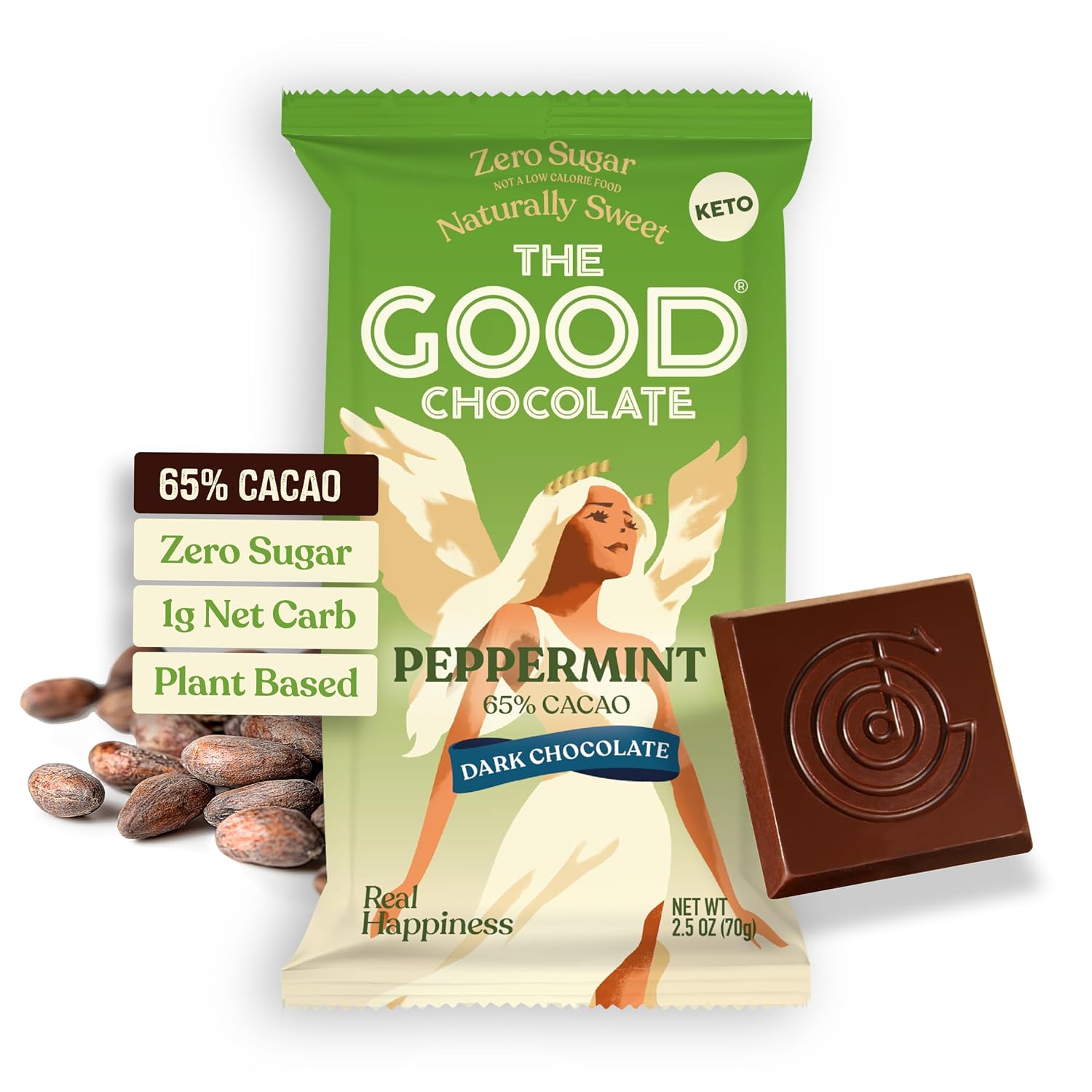 THE GOOD CHOCOLATE – Dark Chocolate Bars with Zero Sugar & Lower Net Carbs – Keto Chocolate Bar with Lower Calories, All Natural and Non-GMO Keto Snacks, 2.5 oz (6 Bars Value Pack)