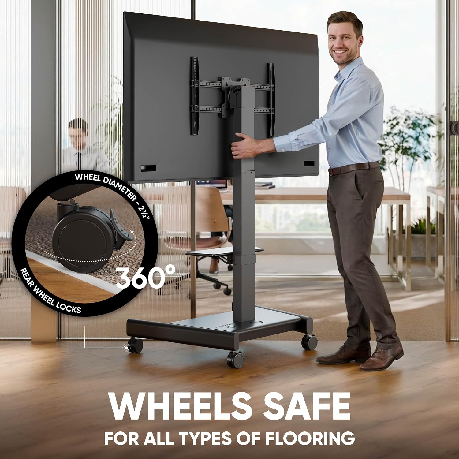 ONKRON Motorized TV Stand 43-75", up to 143.3 lbs, max VESA 600x400, Black | Electric TV lift height adjustable 37.4"-63", remote control, tilt