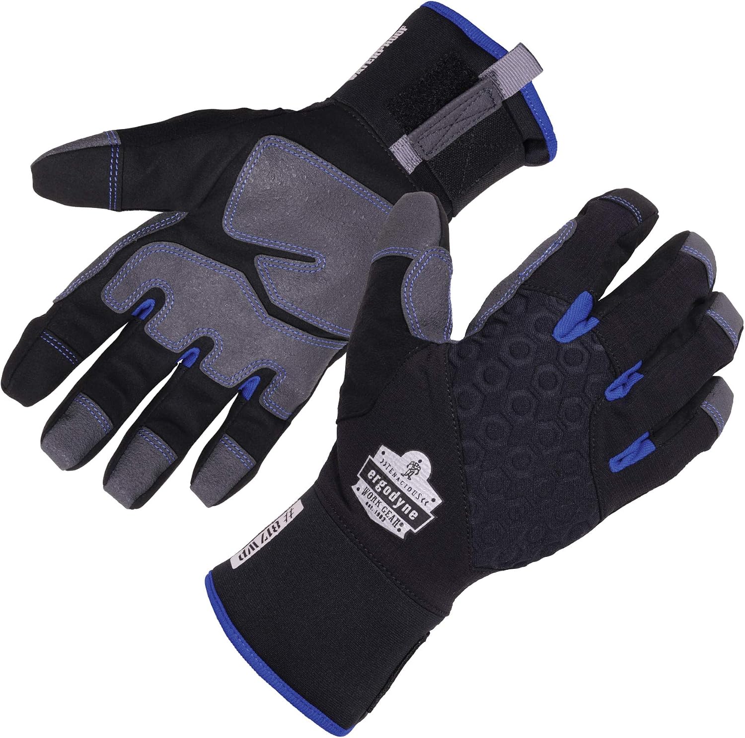 Ergodyne unisex adult Reinforced Thermal Waterproof Winter Work Gloves, Black, Large Pack of 1 US