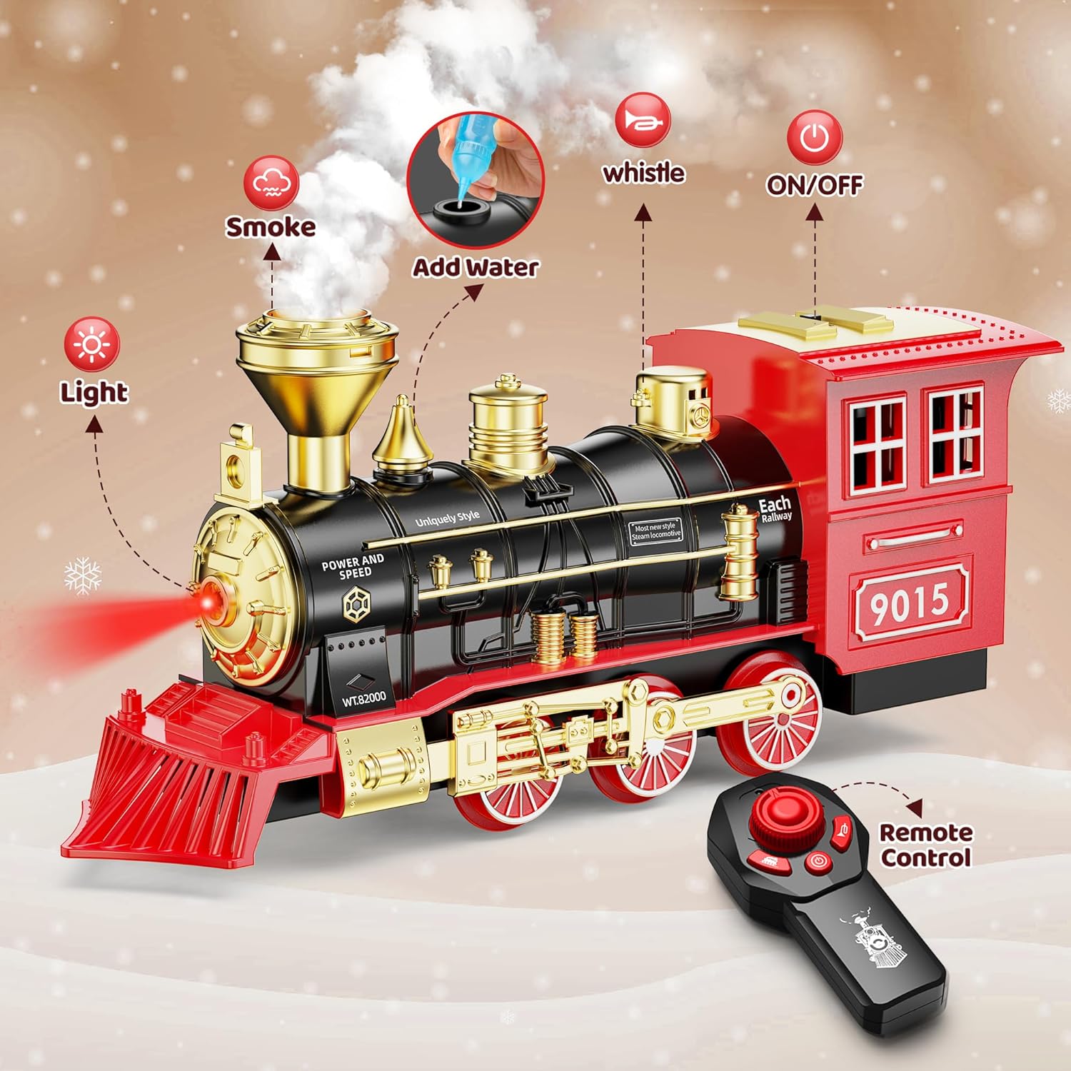Hot Bee Train Set, Train Toys with Smoke, Lights, Sound and Train Tracks