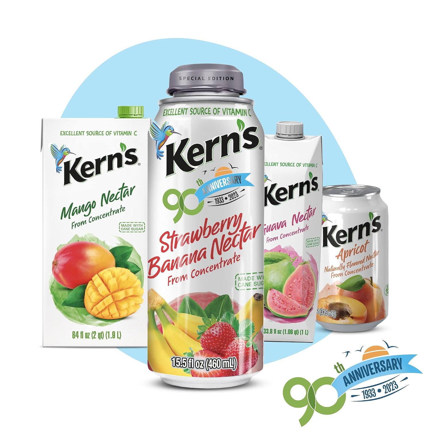 Kern’s Tropical Fruit Nectar Juice Variety Pack - Mango Nectar & Peach Juice - Made from Fruit Puree for Smoothie Mix, Cocktail Mixers & Kids Drinks - 11.5oz, 12 Pack Canned Drinks