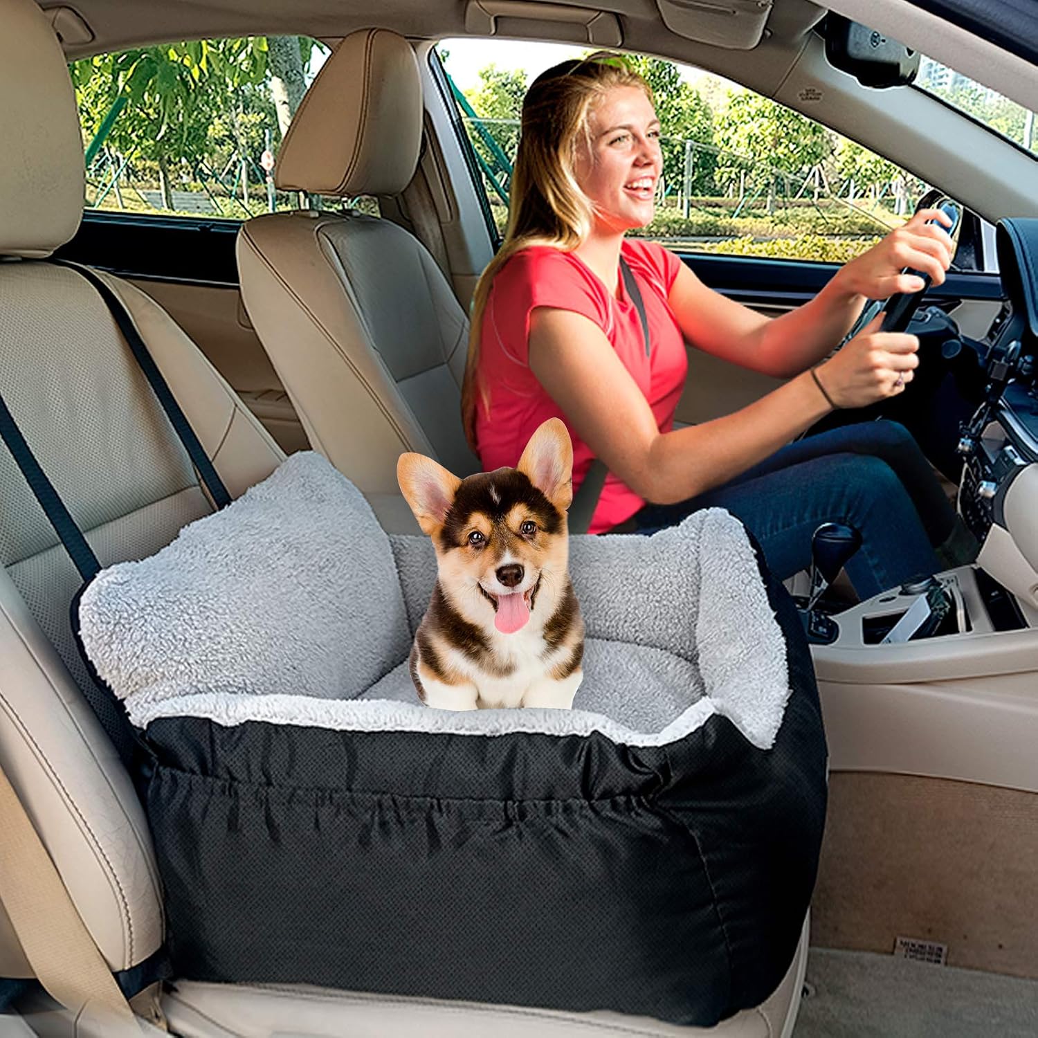 BurgeonNest Dog Car Seat for Small Dogs & Cats Under 25 lbs,Black