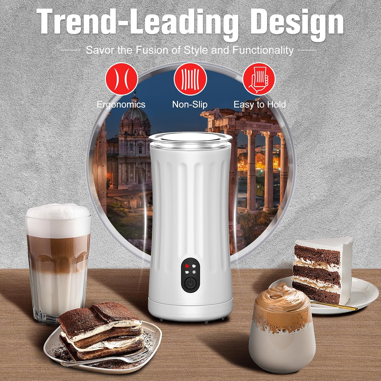 Milk Frother, 4-in-1 Milk Steamer and Frother, 8.1oz, White | Milk Warm and Cold Foam Maker, Auto Shut-Off Frother for Coffee, Latte, Cappuccino, Macchiato
