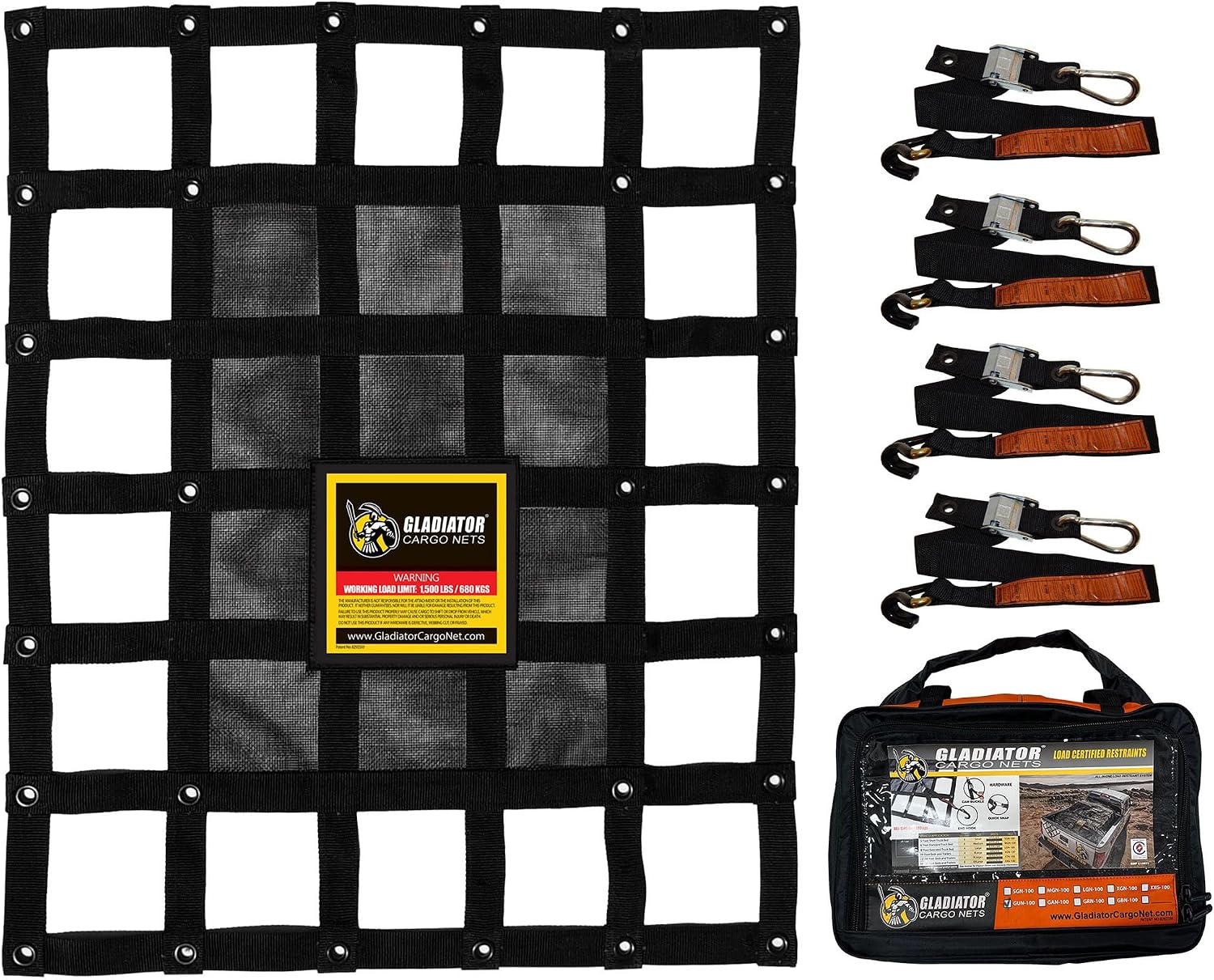 Heavy Duty Cargo Net - Truck Organizer-Interior-Roof Rack-Jeep-SUV- Baja-Camping -(GBN-100) 4' x 4'