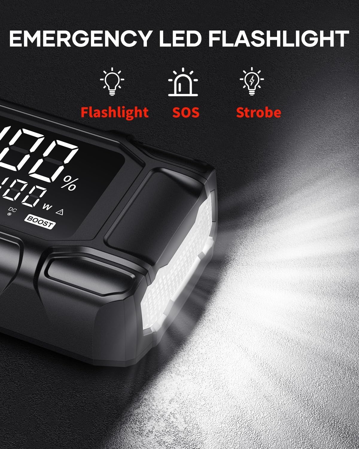 FLYLINKTECH Car Battery Jump Starter, 8000A Peak 26800mAh Jump Start Battery Pack(for All Gas or up to 12L Diesel)
