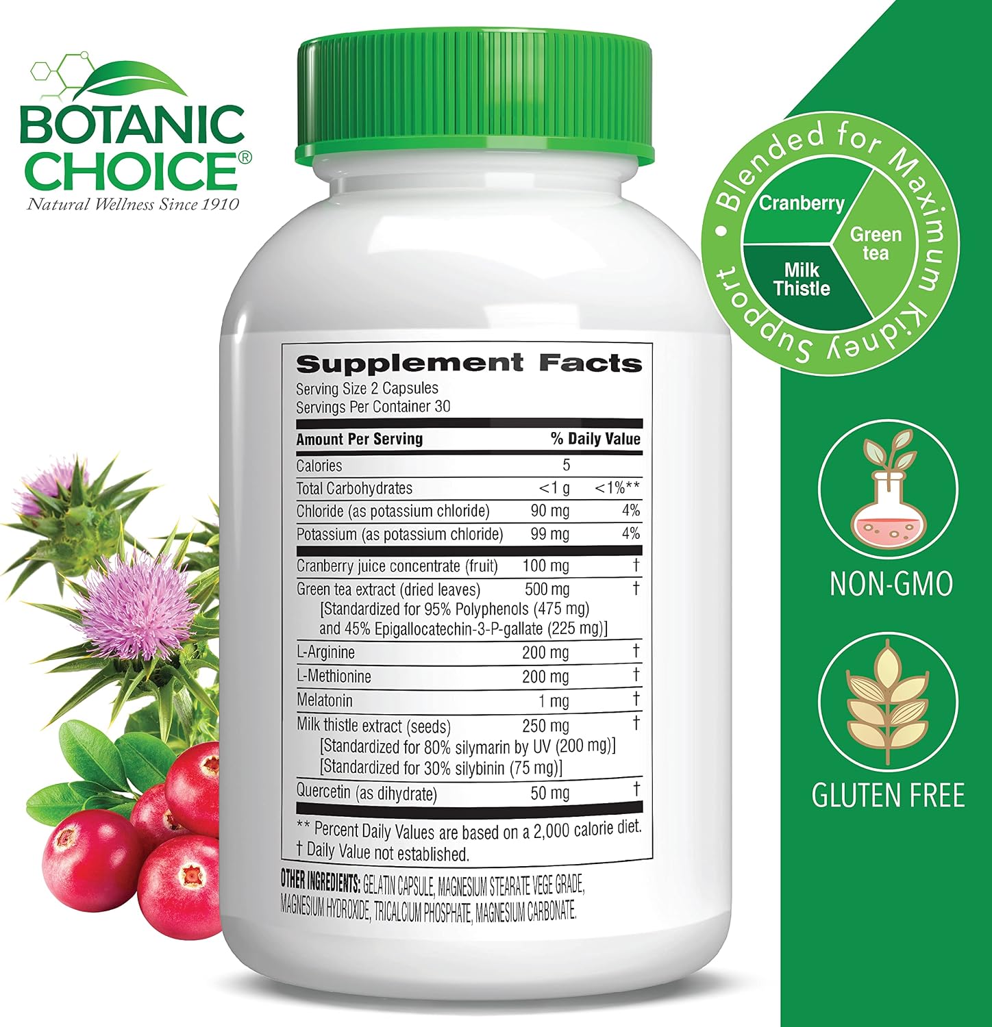 Botanic Choice Ultra Kidney Complex Kidney Support Supplement, 60 Capsules | Supports kidney health and helps flush toxins with milk thistle
