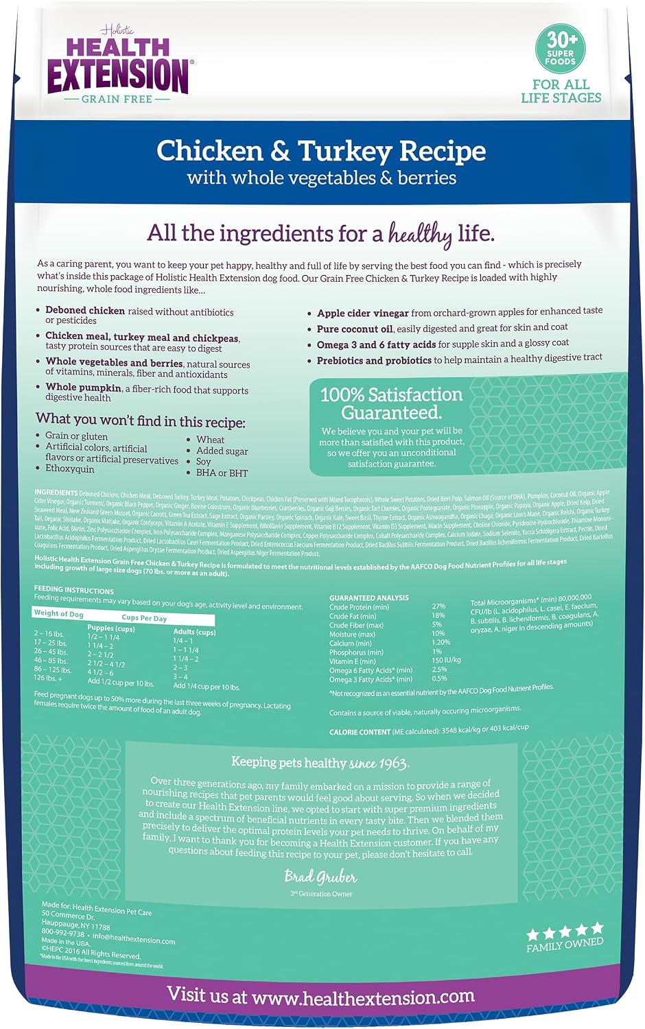 Health Extension Grain Free Venison & Sweet Potato Dry Dog Food - 30+ Superfoods and Probiotics for All Life Stages (10 lb)