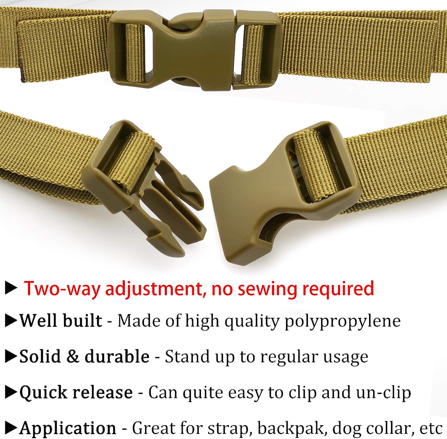 Buckle 1" Wide Inside, Quick Side Release Buckle for 1 inch/25mm Webbing Straps