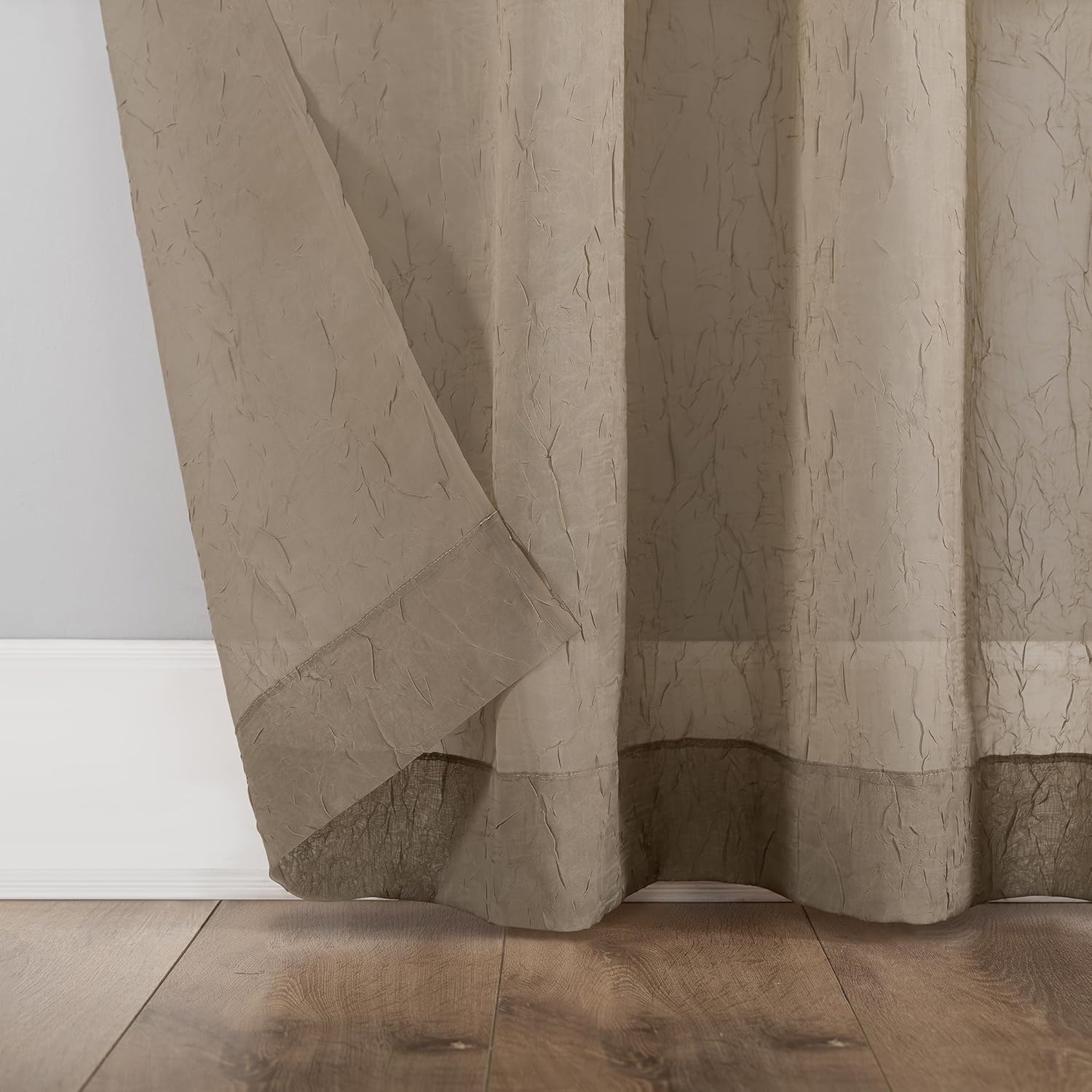 No. 918 Erica Crushed Sheer Voile Rod Pocket Curtain Panel, 51" x 108", Eggshell Off-White