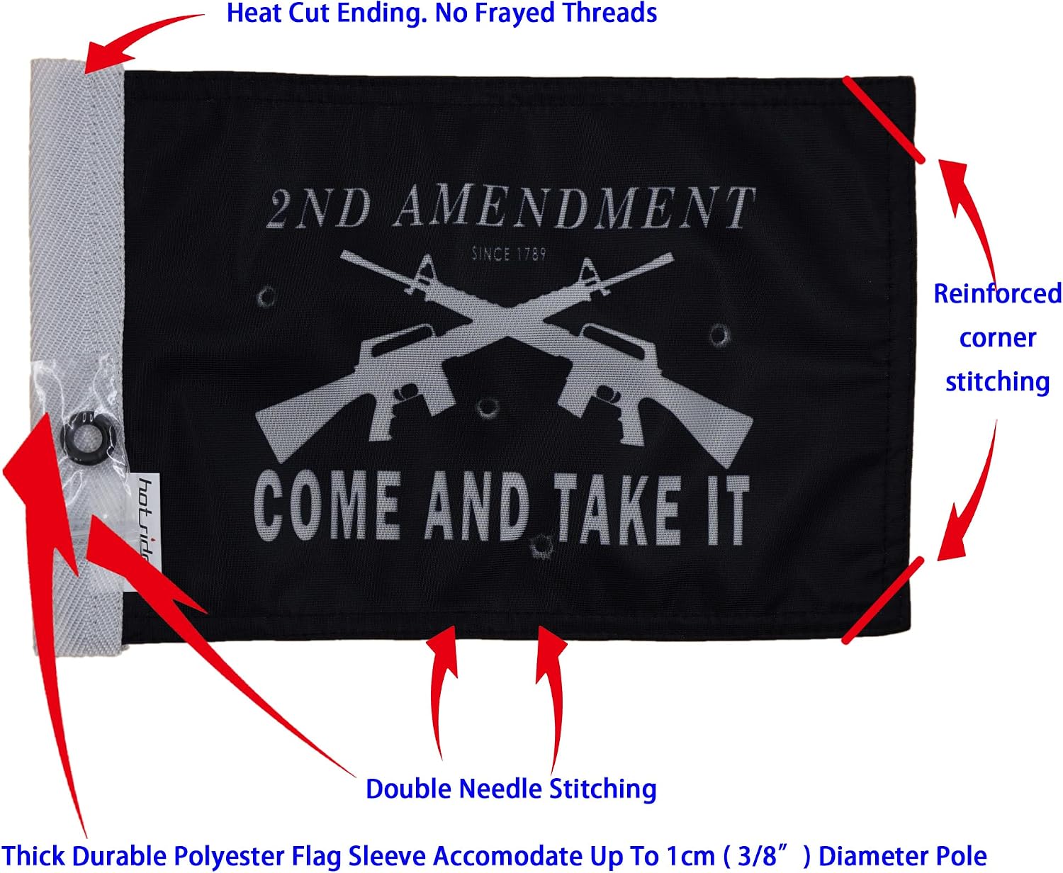 Motorcycle Flag 6 x 9 Or 10 x 15 Inch (6"X9", USA)