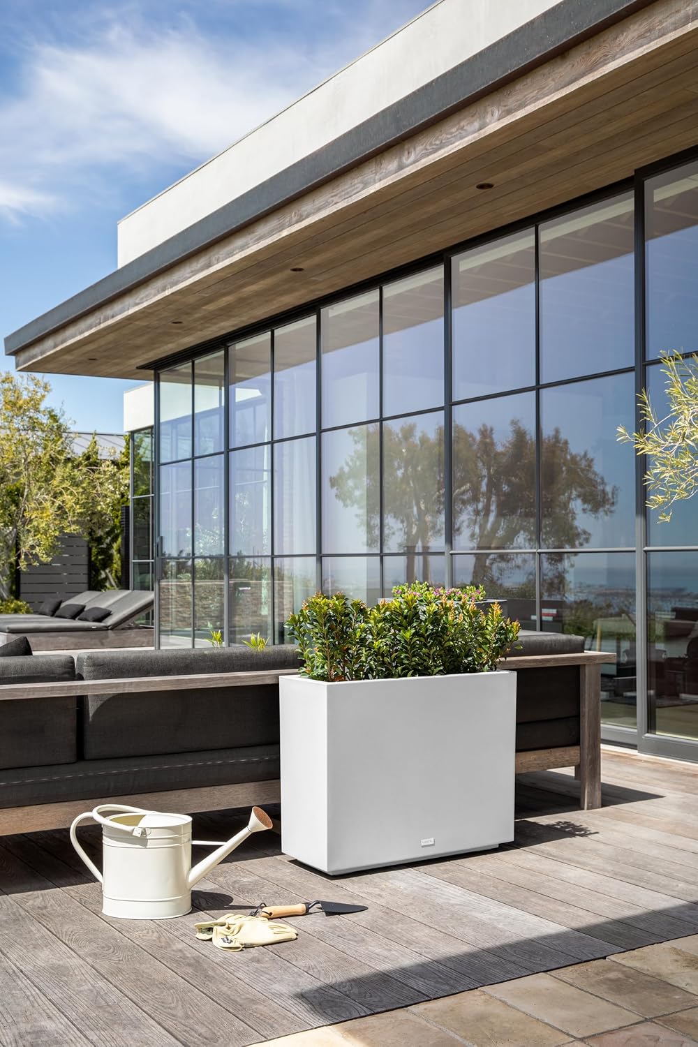 Veradek Span Plastic Box Series Planter - Tall Rectangular, White, All-Weather Resistant, Removable Insert Bucket, Modern Design, Indoor/Outdoor Use | Made From Durable Plastic Featuring a Removable Insert Bucket. Modern Porch/Patio Décor for Plants and…