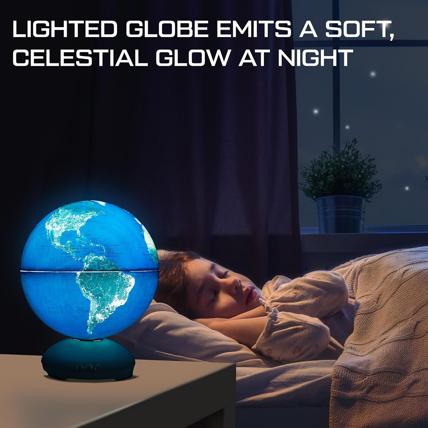 USA Toyz Illuminated World Globe with Stand - 3in1 STEM Globes for Adults and Kids, Constellation Map, Built-In LED Night Light Lamp, Easy to Read Texts, Non-Tip Base, 13.5 Inch Tall, 9 Inch Diameter