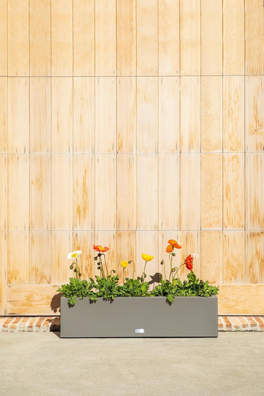 Veradek Block Series Trough Planter - Rectangular Outdoor Window Box | Made From Durable Plastic With Double-Walled Construction. Modern Patio/Tabletop Décor for Plants and Flowers