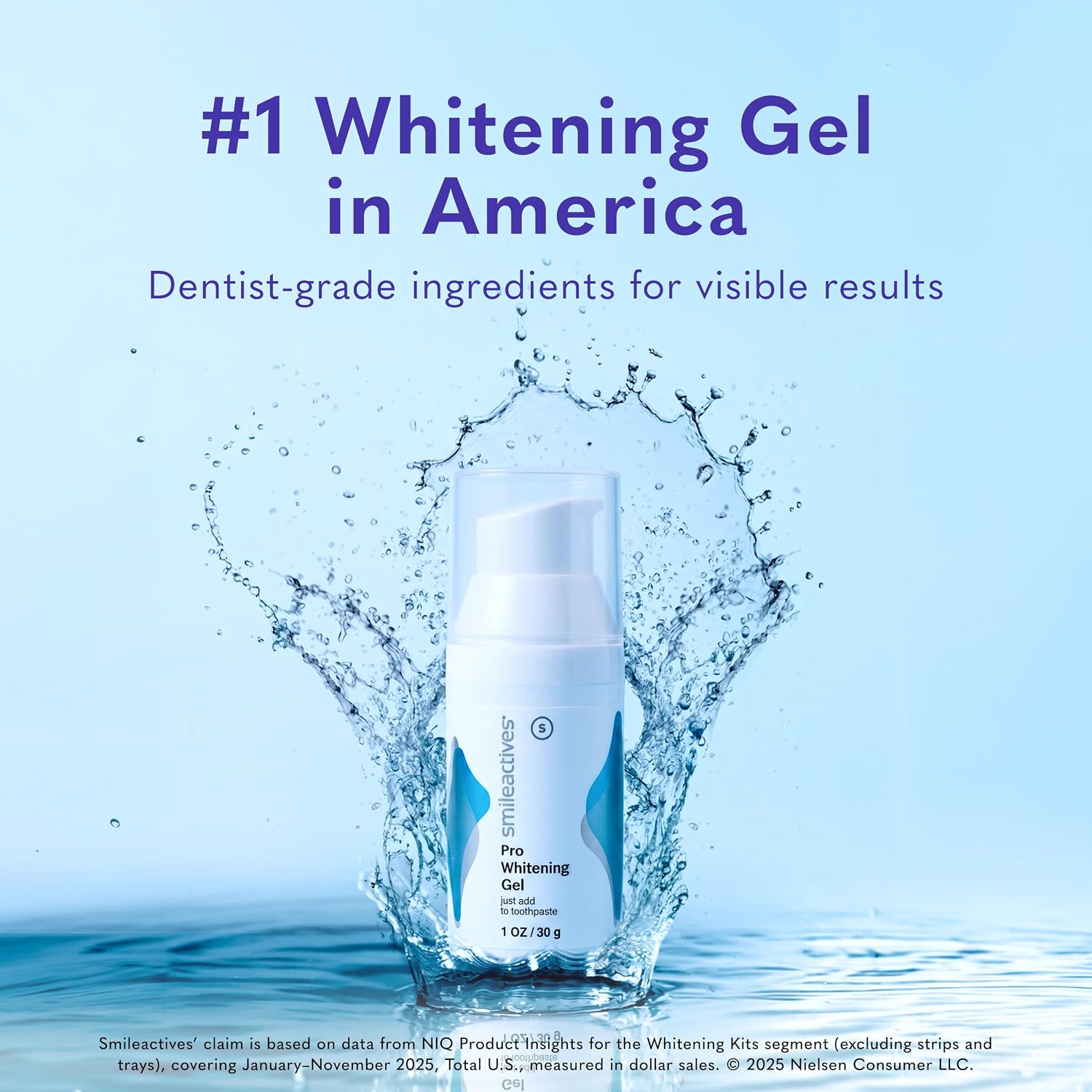 Smileactives Teeth Whitening Gel Hydrogen Peroxide for All Toothpaste 3.8oz | Removes Coffee Stains & Discoloration, 90-Day Supply, Whiter Smile in Days