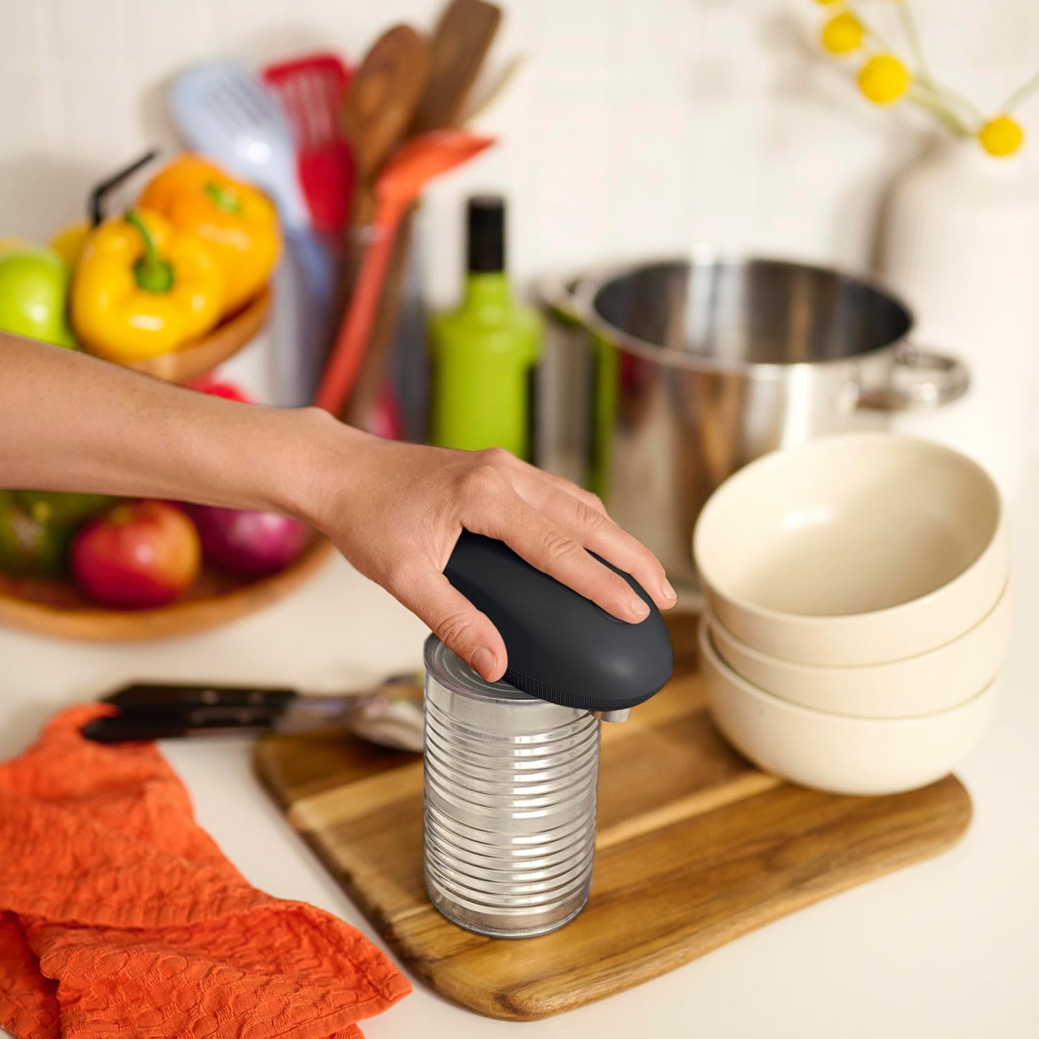 bella Electric Can Opener and Knife Sharpener, Black