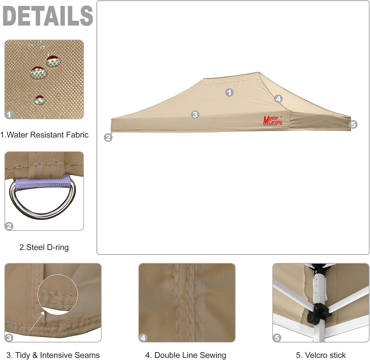 MASTERCANOPY 10x10 Replacement Pop Up Canopy Top for Kingkong Frame Gray