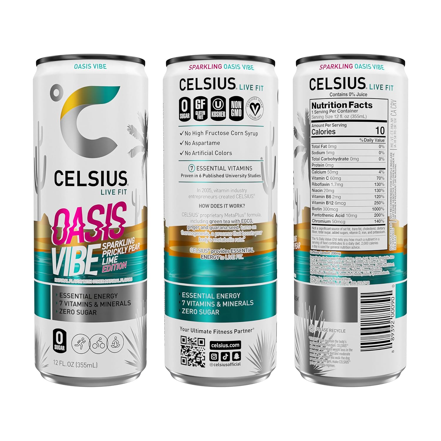CELSIUS PEACH VIBE Sparkling White Peach, Sugar Free Energy Drink, 12 Fl Oz (Pack of 12)