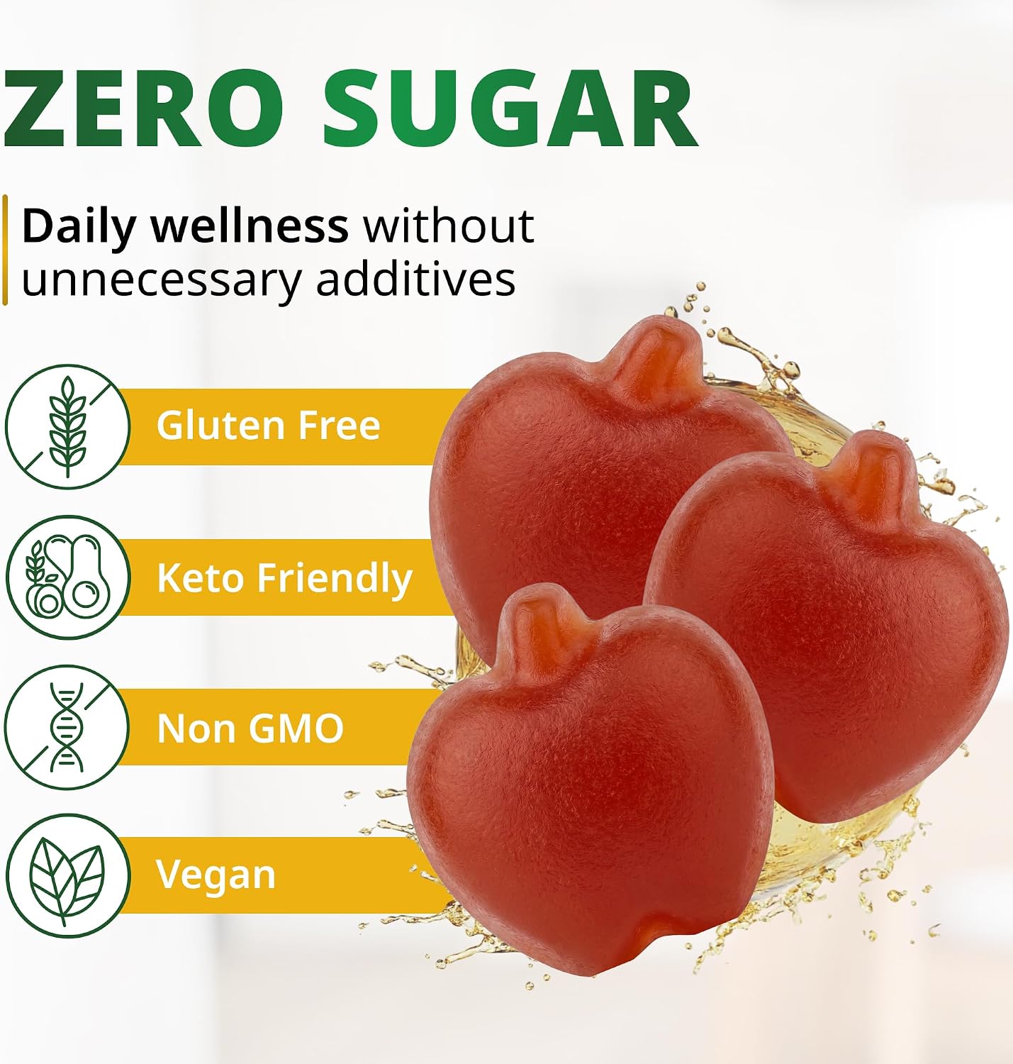 ACV with Sugar Makes No Sense! Apple Cider Vinegar Gummies Sugar Free Low Carb Advanced Keto Acv Gummies Keto Gummy Detox Cleanse (90 Count)