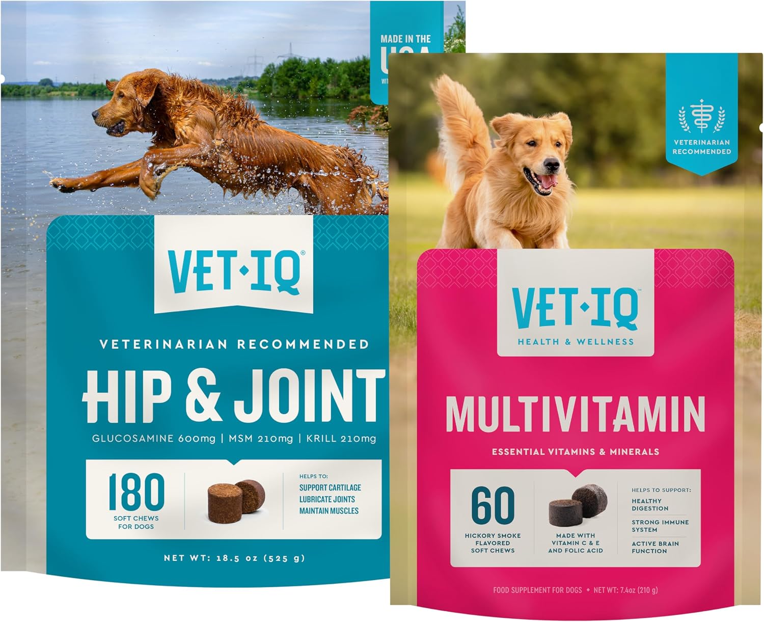 VetIQ Glucosamine Hip & Joint Supplement for Dogs, 180 Soft Chews, Joint Support Supplement with MSM and Krill, Dog Health Supplies Large & Small Breed, Chicken Flavored Chewables | Supports mobility for large & small breeds; glucosamine, MSM & krill oil…