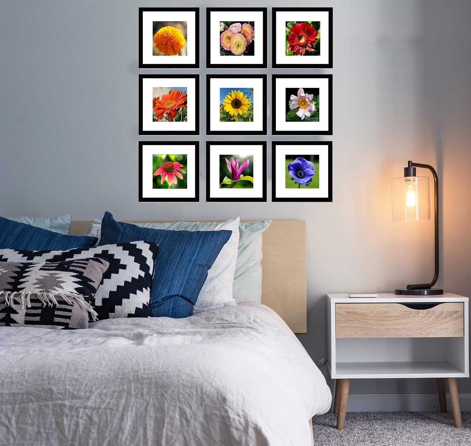 pojah 12x12 Black Picture Frame Set of 4,Wall Frames,HD Plexiglass